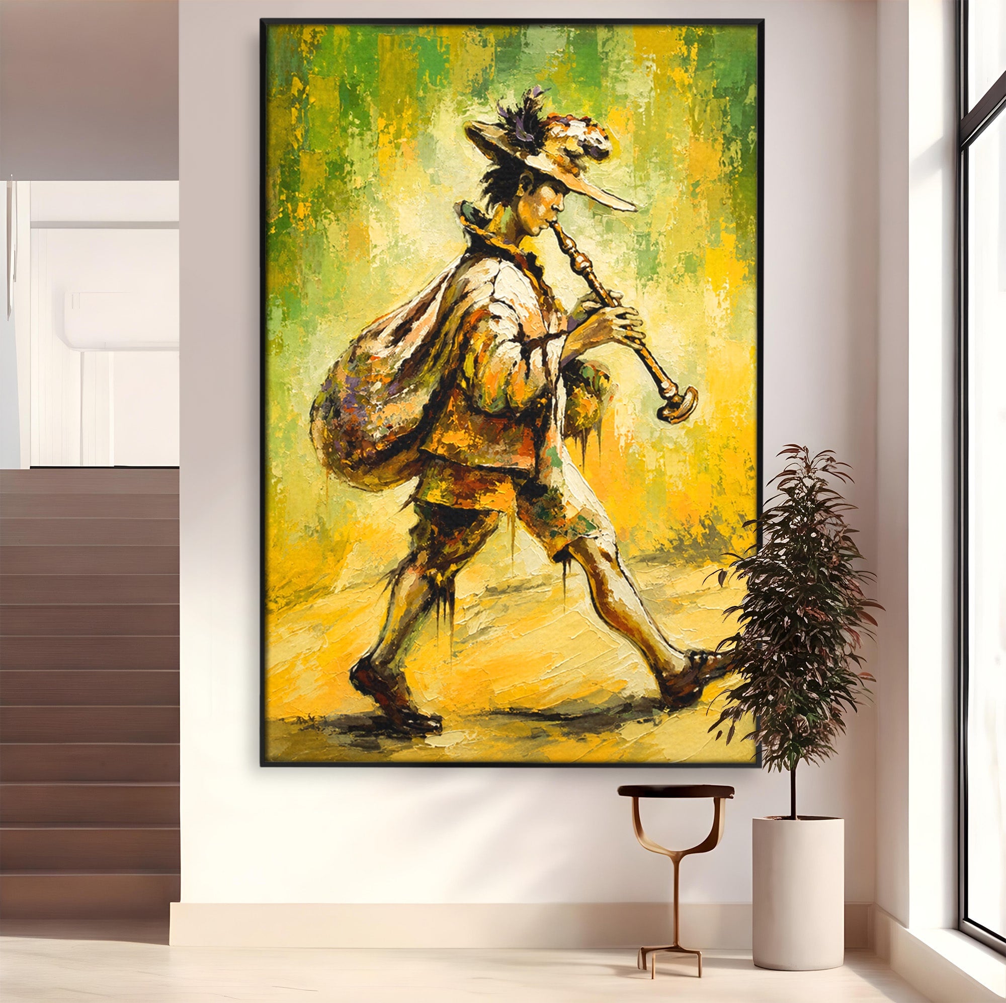 Tablou Canvas Premium LuxCanva® R1032, Flautistul Fermecat, Flautist, Muzica, Arta, Figurativ, Living, Culori Vibrante