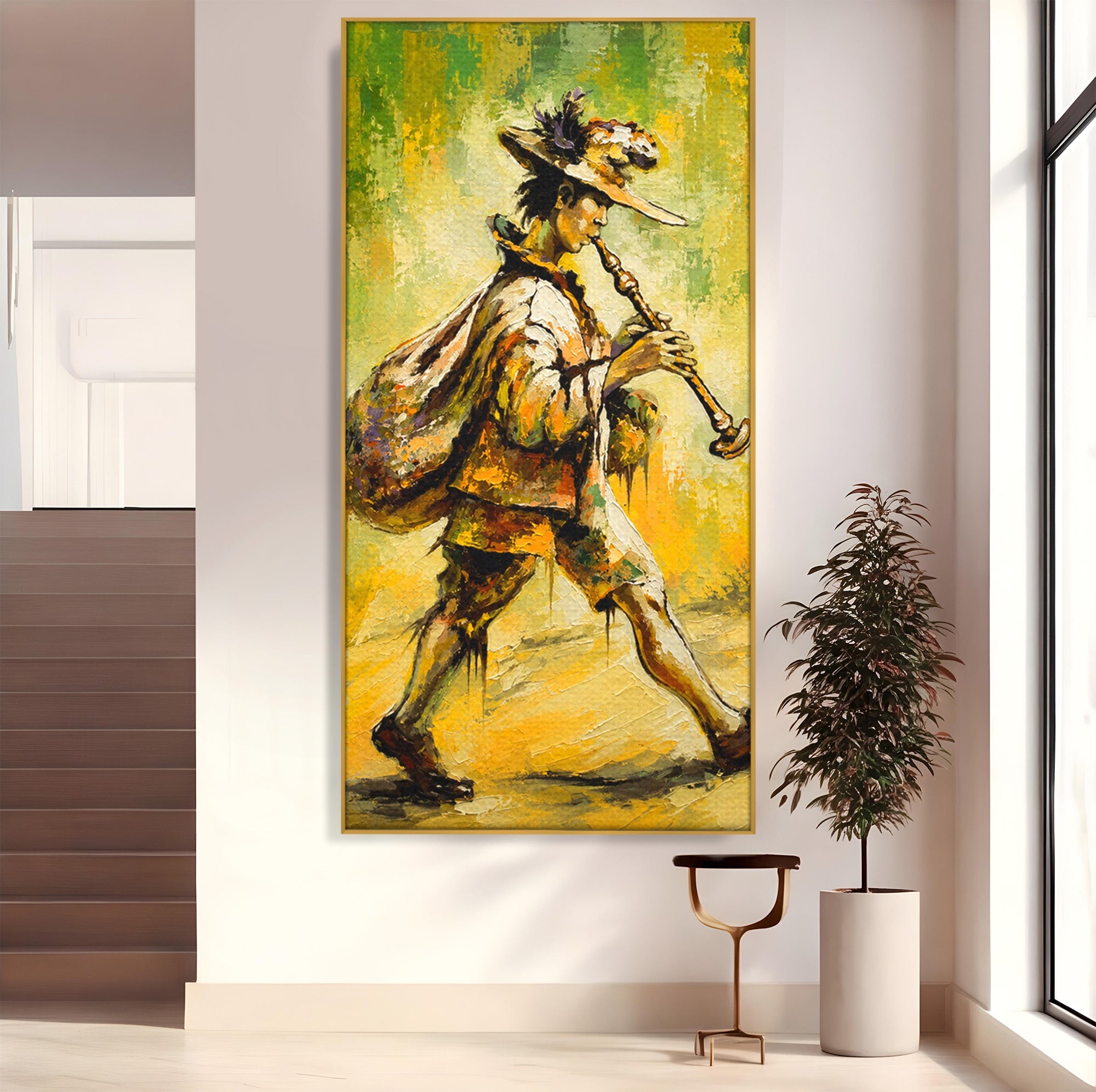 Tablou Canvas Premium LuxCanva® R1032, Flautistul Fermecat, Flautist, Muzica, Arta, Figurativ, Living, Culori Vibrante