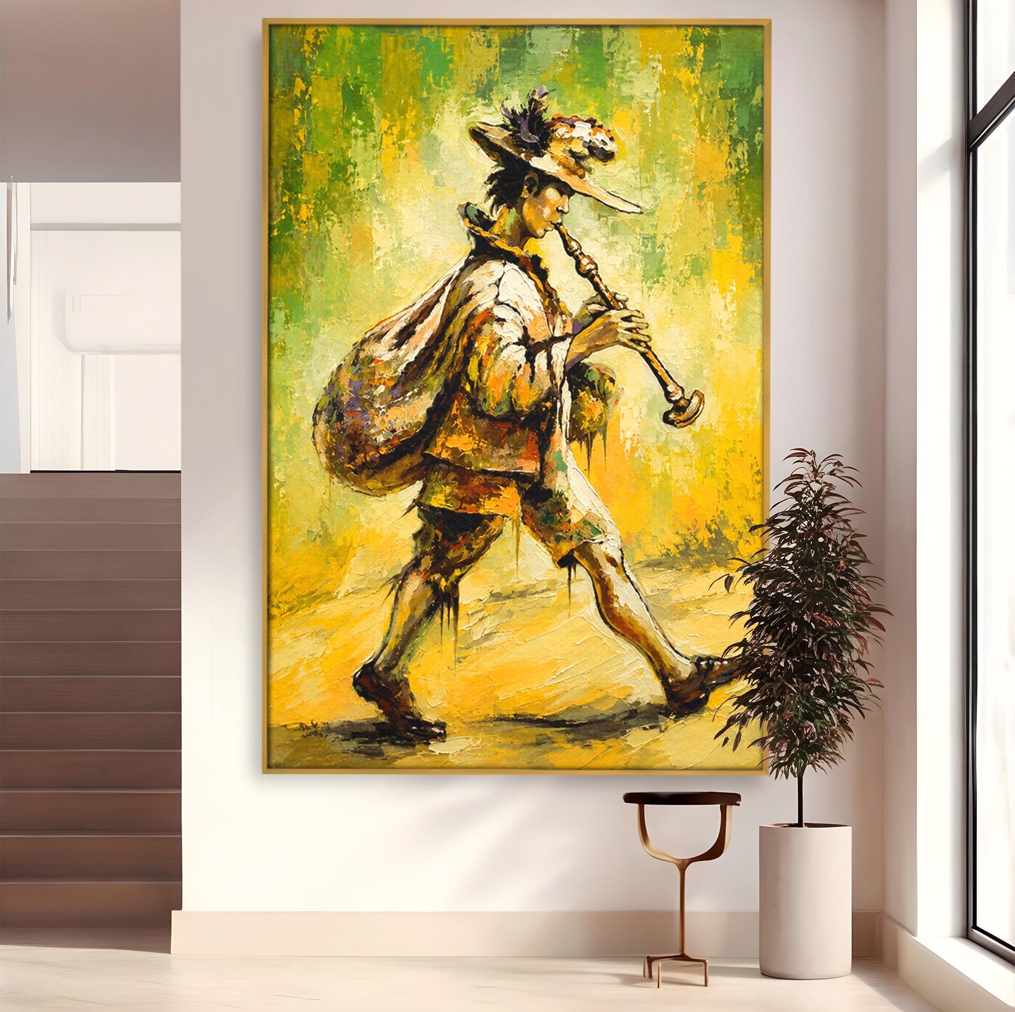 Tablou Canvas Premium LuxCanva® R1032, Flautistul Fermecat, Flautist, Muzica, Arta, Figurativ, Living, Culori Vibrante