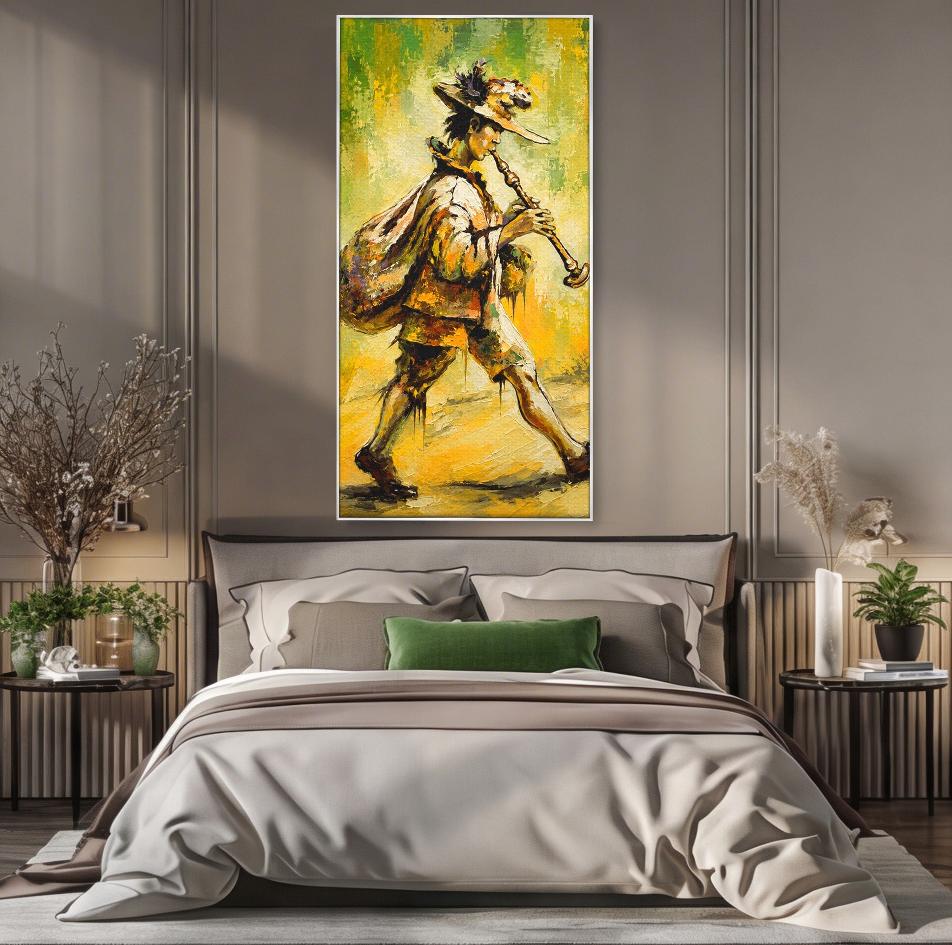 Tablou Canvas Premium LuxCanva® R1032, Flautistul Fermecat, Flautist, Muzica, Arta, Figurativ, Living, Culori Vibrante