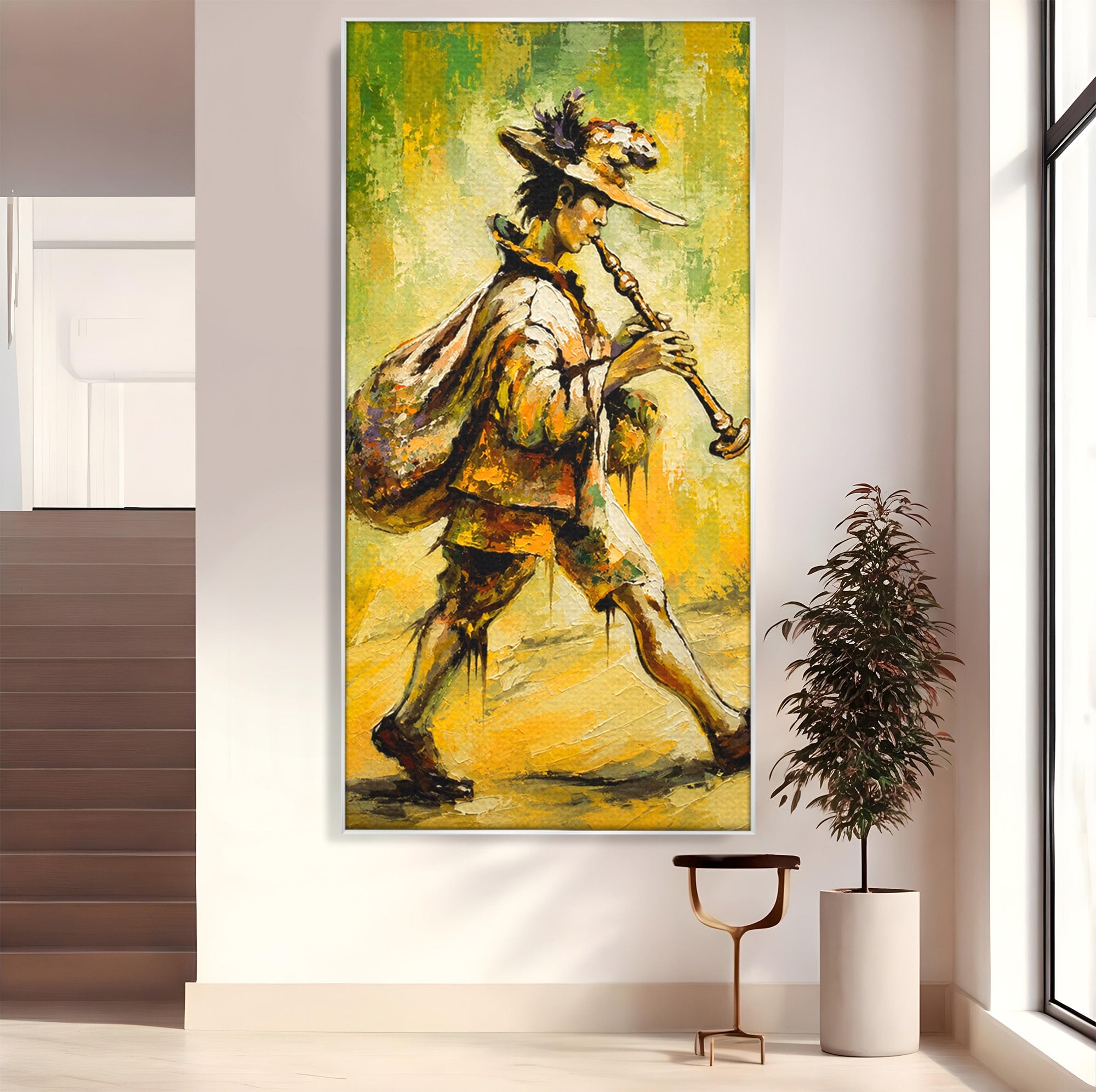 Tablou Canvas Premium LuxCanva® R1032, Flautistul Fermecat, Flautist, Muzica, Arta, Figurativ, Living, Culori Vibrante