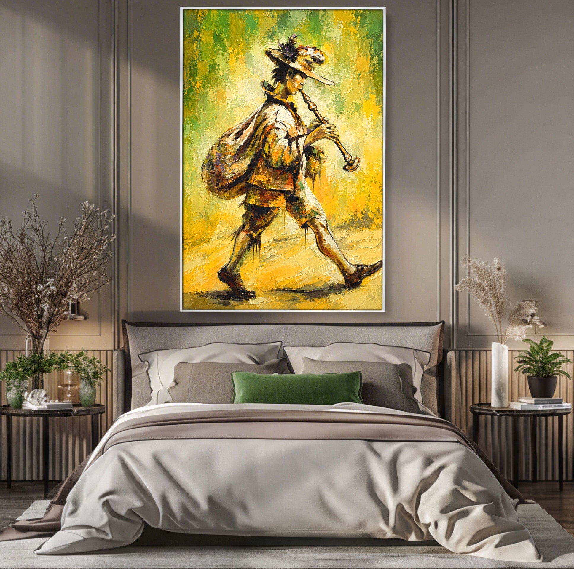 Tablou Canvas Premium LuxCanva® R1032, Flautistul Fermecat, Flautist, Muzica, Arta, Figurativ, Living, Culori Vibrante