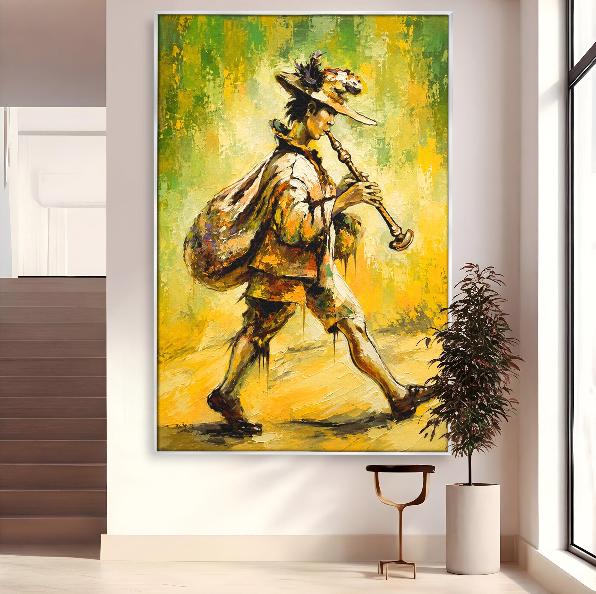 Tablou Canvas Premium LuxCanva® R1032, Flautistul Fermecat, Flautist, Muzica, Arta, Figurativ, Living, Culori Vibrante