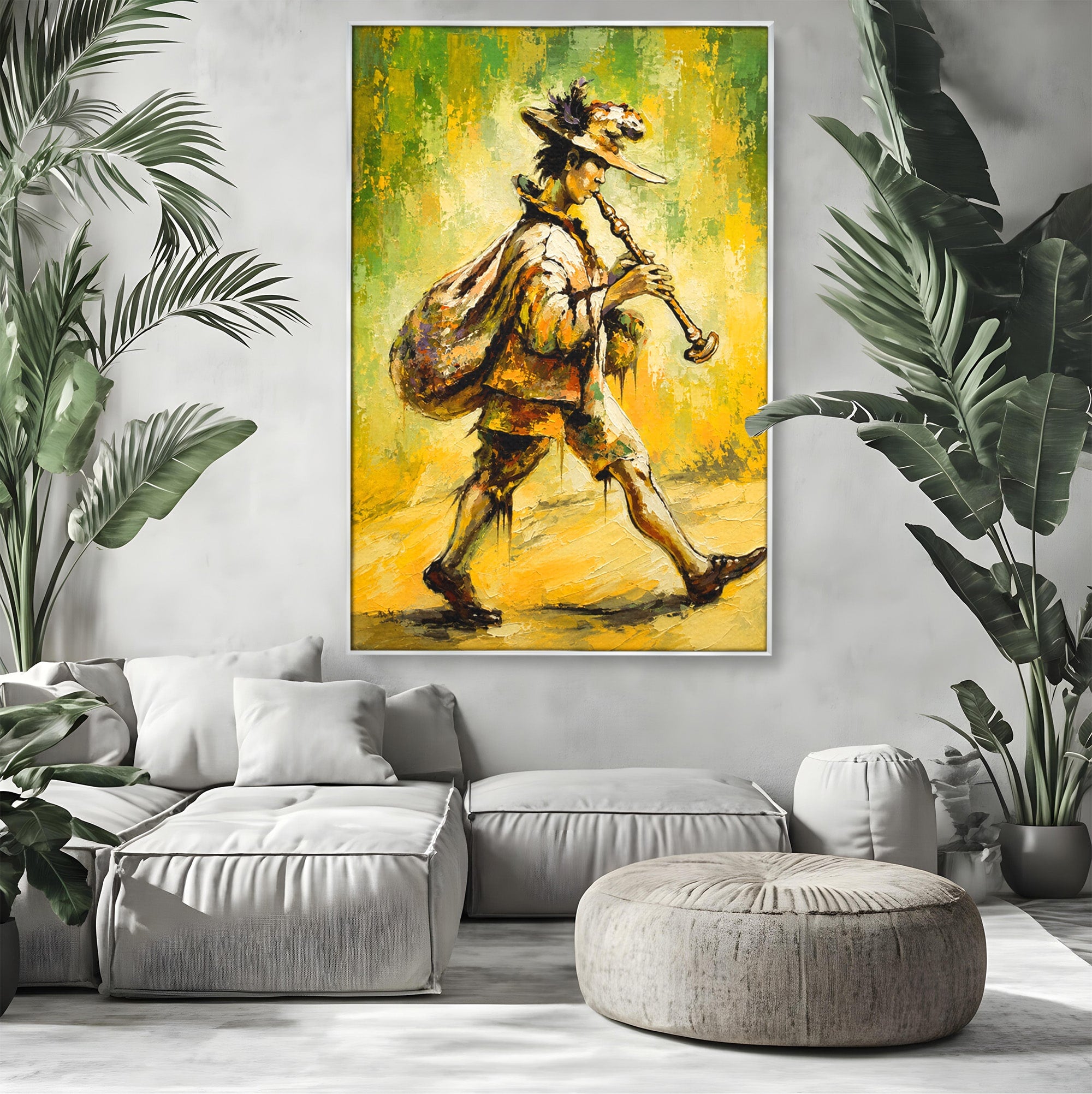 Tablou Canvas Premium LuxCanva® R1032, Flautistul Fermecat, Flautist, Muzica, Arta, Figurativ, Living, Culori Vibrante