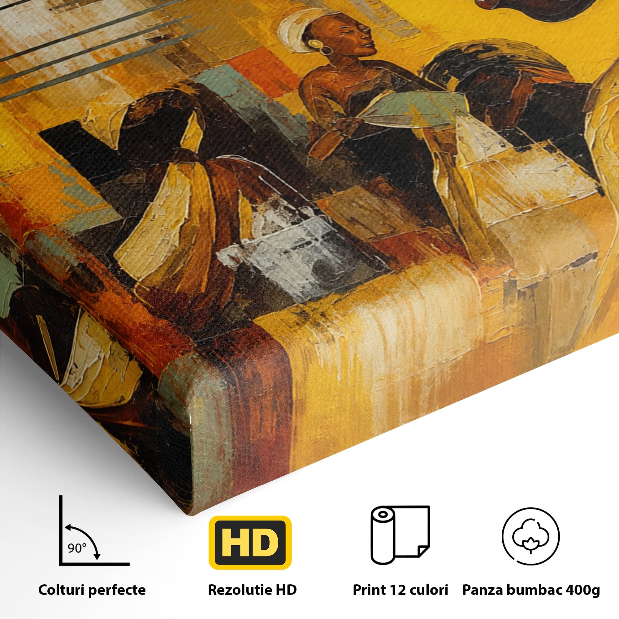 Tablou Canvas Premium LuxCanva® R1033, Armonie Africana, Muzica, Portret, Cultura, Traditie, Living, Arta, Femeie, Culori Vibrante