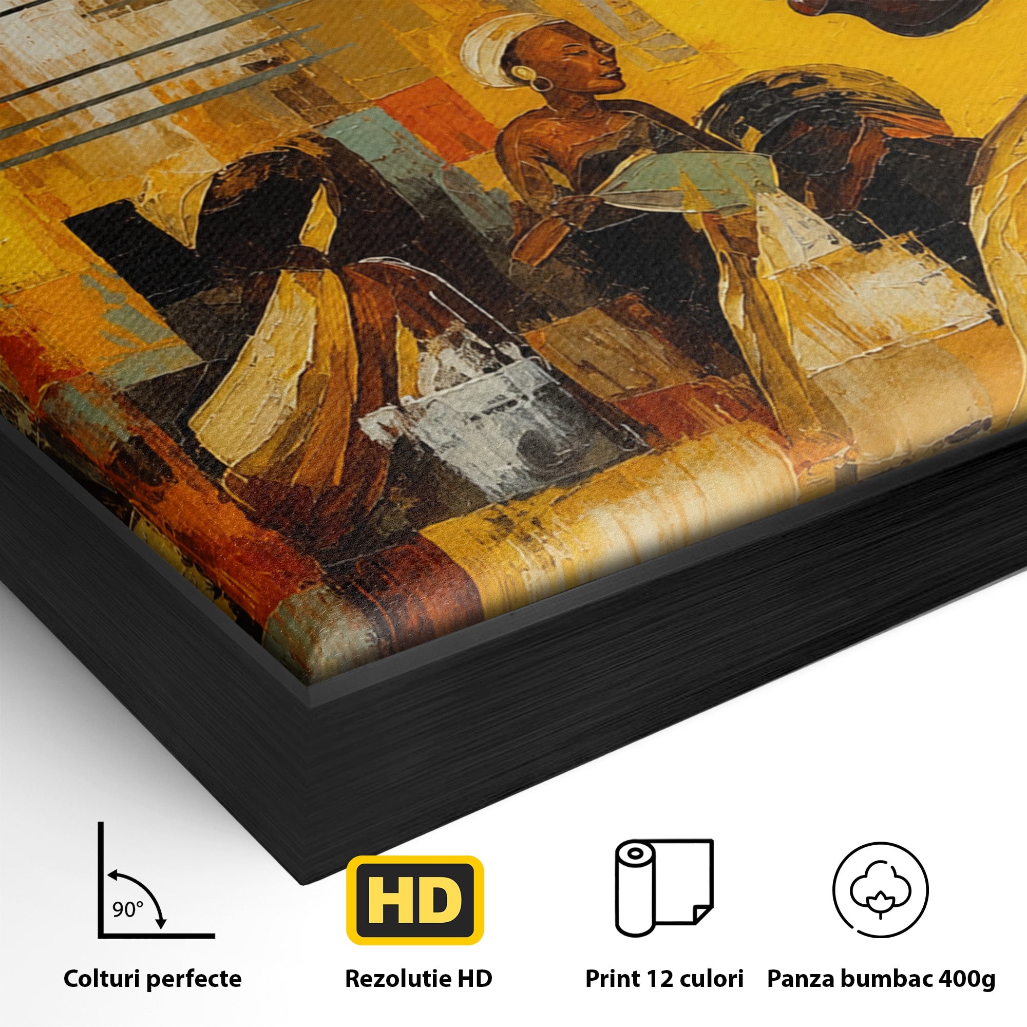 Tablou Canvas Premium LuxCanva® R1033, Armonie Africana, Muzica, Portret, Cultura, Traditie, Living, Arta, Femeie, Culori Vibrante