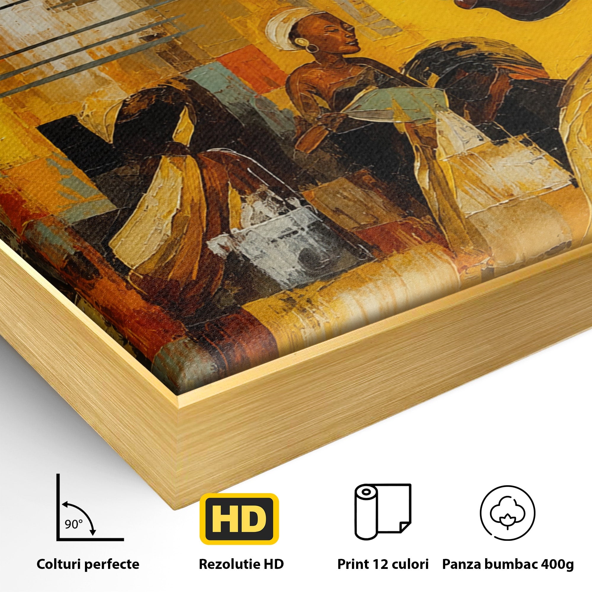 Tablou Canvas Premium LuxCanva® R1033, Armonie Africana, Muzica, Portret, Cultura, Traditie, Living, Arta, Femeie, Culori Vibrante