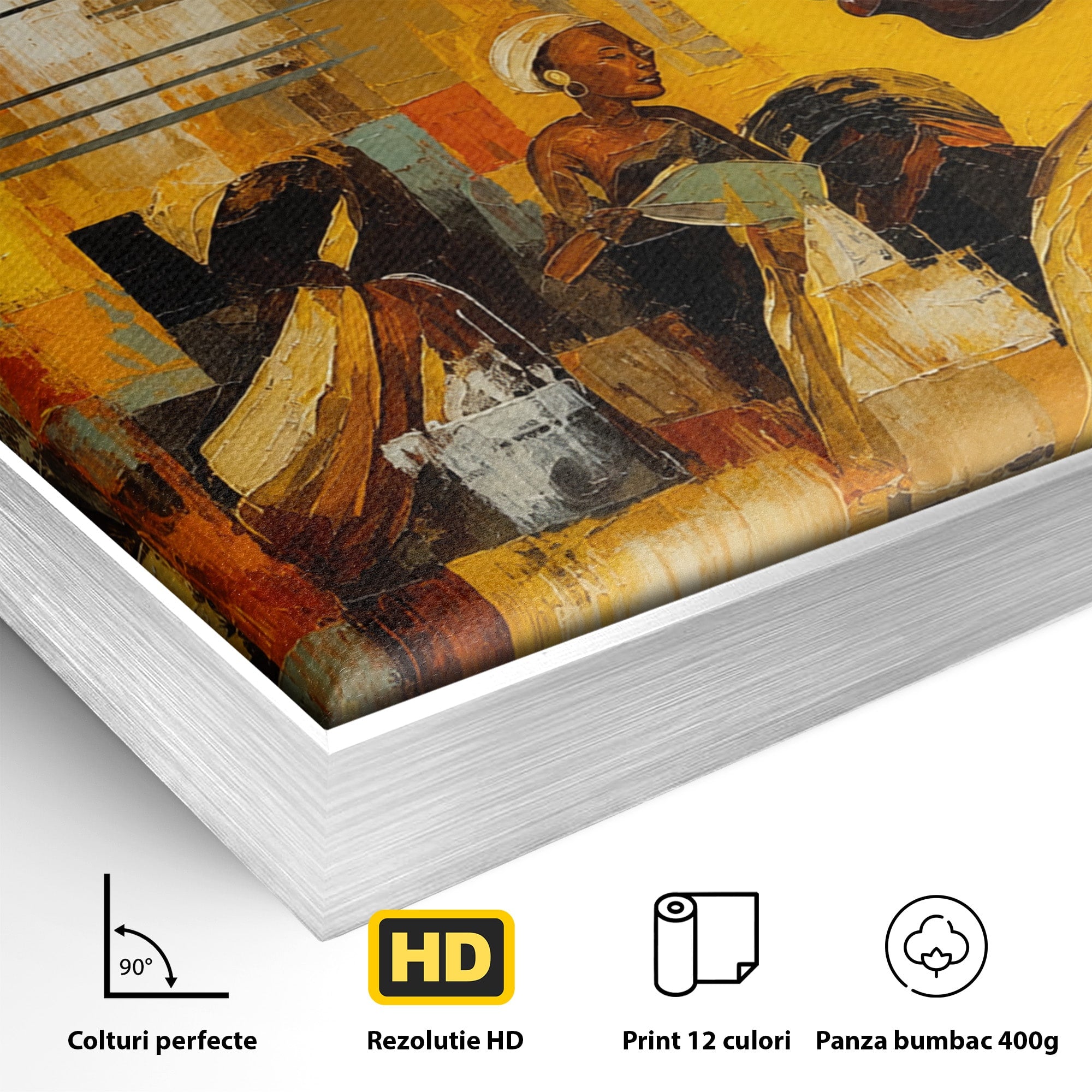 Tablou Canvas Premium LuxCanva® R1033, Armonie Africana, Muzica, Portret, Cultura, Traditie, Living, Arta, Femeie, Culori Vibrante