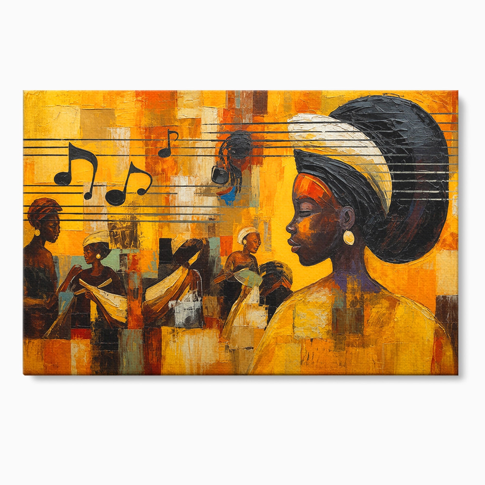 Tablou Canvas Premium LuxCanva® R1033, Armonie Africana, Muzica, Portret, Cultura, Traditie, Living, Arta, Femeie, Culori Vibrante