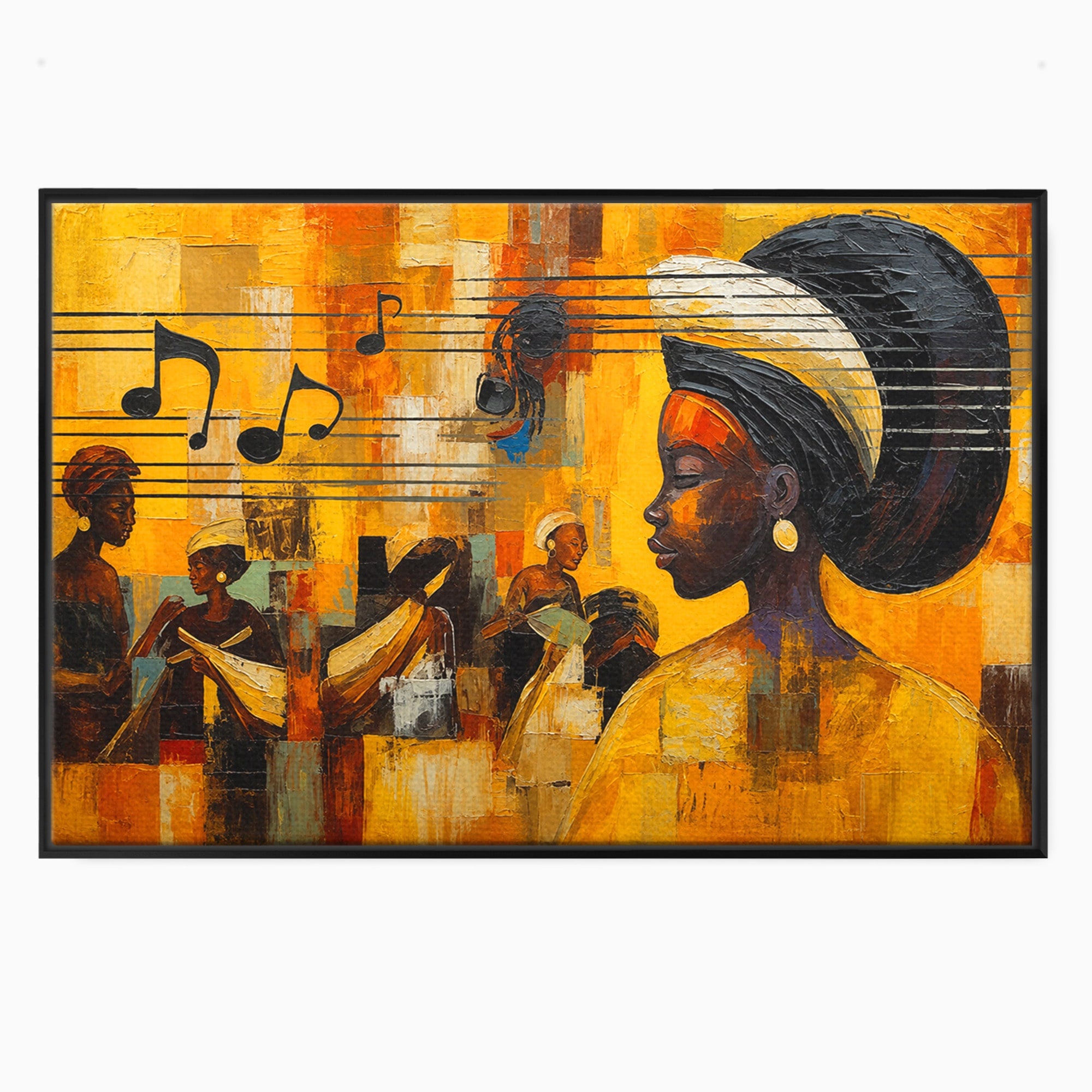 Tablou Canvas Premium LuxCanva® R1033, Armonie Africana, Muzica, Portret, Cultura, Traditie, Living, Arta, Femeie, Culori Vibrante