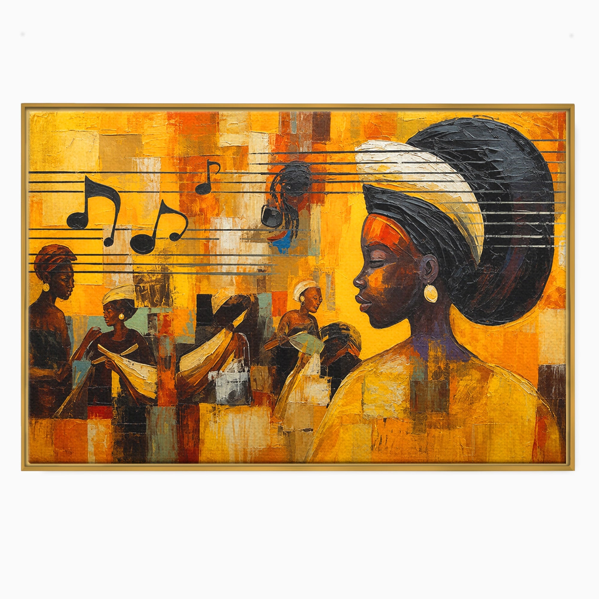 Tablou Canvas Premium LuxCanva® R1033, Armonie Africana, Muzica, Portret, Cultura, Traditie, Living, Arta, Femeie, Culori Vibrante
