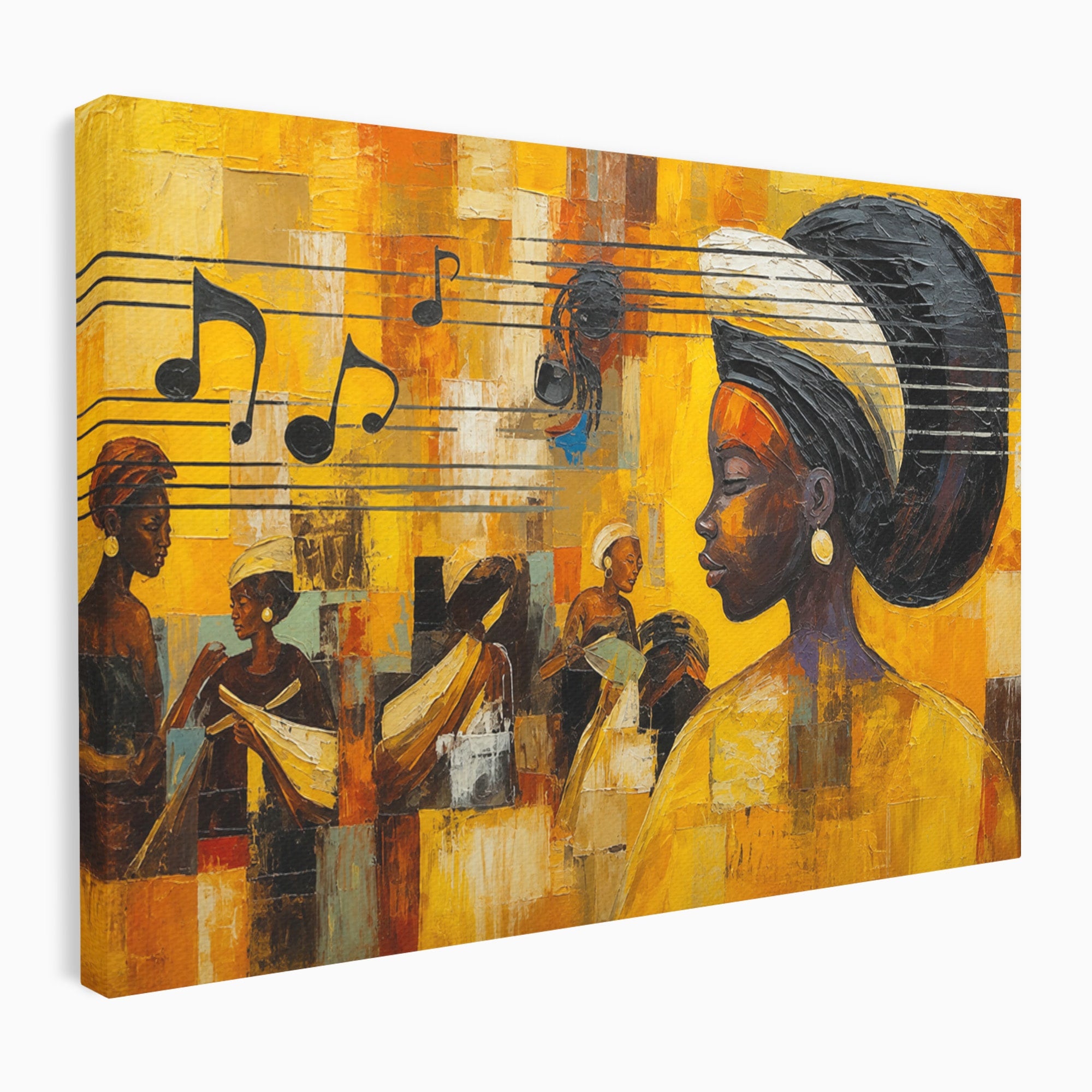 Tablou Canvas Premium LuxCanva® R1033, Armonie Africana, Muzica, Portret, Cultura, Traditie, Living, Arta, Femeie, Culori Vibrante