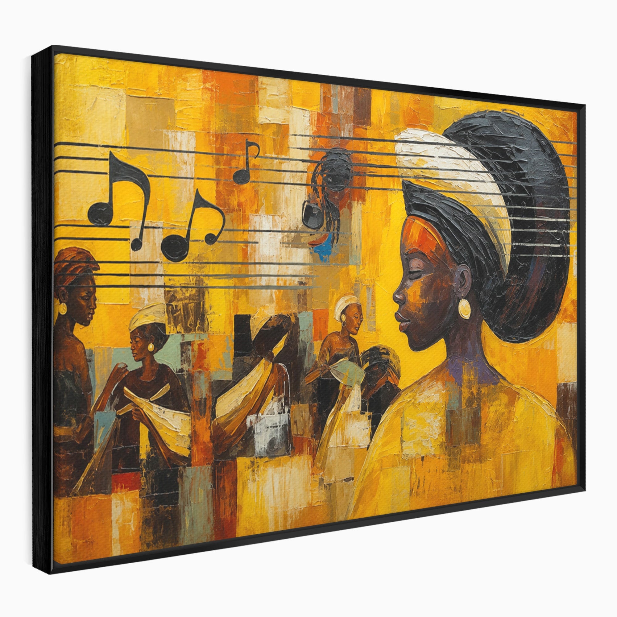 Tablou Canvas Premium LuxCanva® R1033, Armonie Africana, Muzica, Portret, Cultura, Traditie, Living, Arta, Femeie, Culori Vibrante