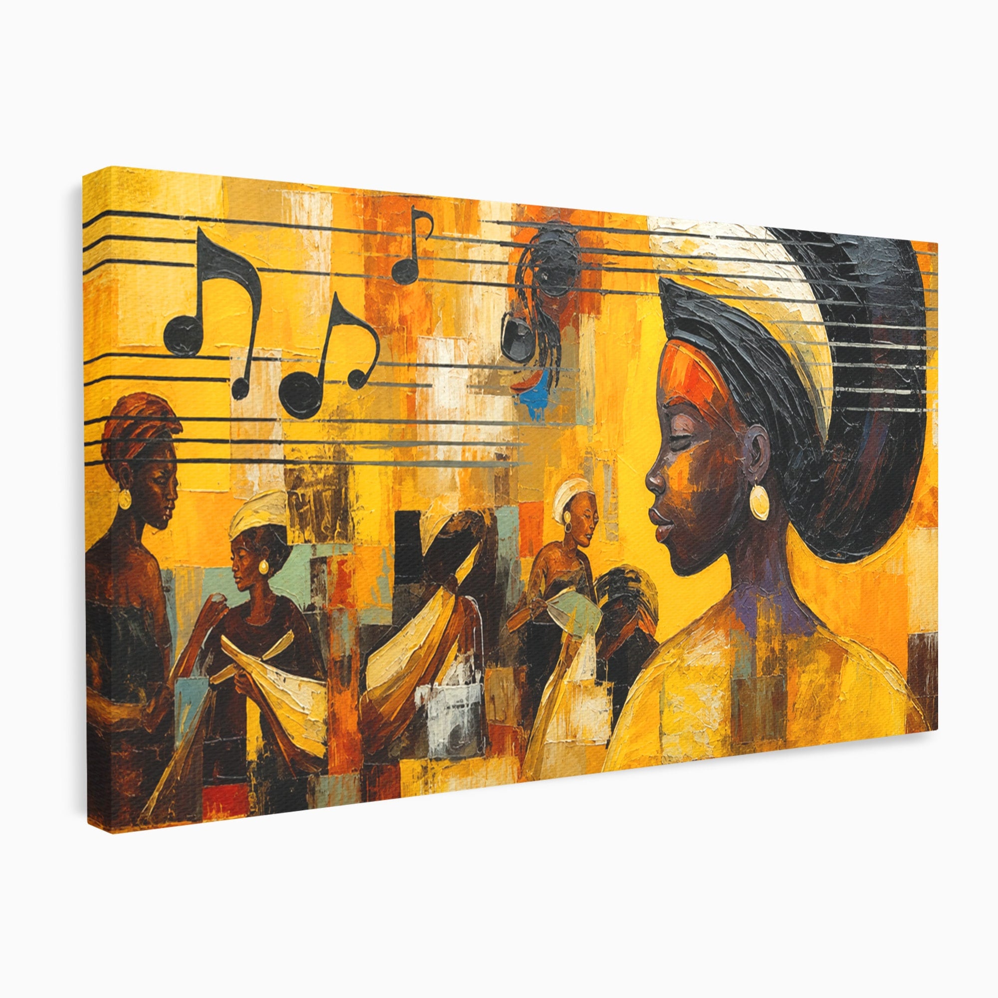 Tablou Canvas Premium LuxCanva® R1033, Armonie Africana, Muzica, Portret, Cultura, Traditie, Living, Arta, Femeie, Culori Vibrante