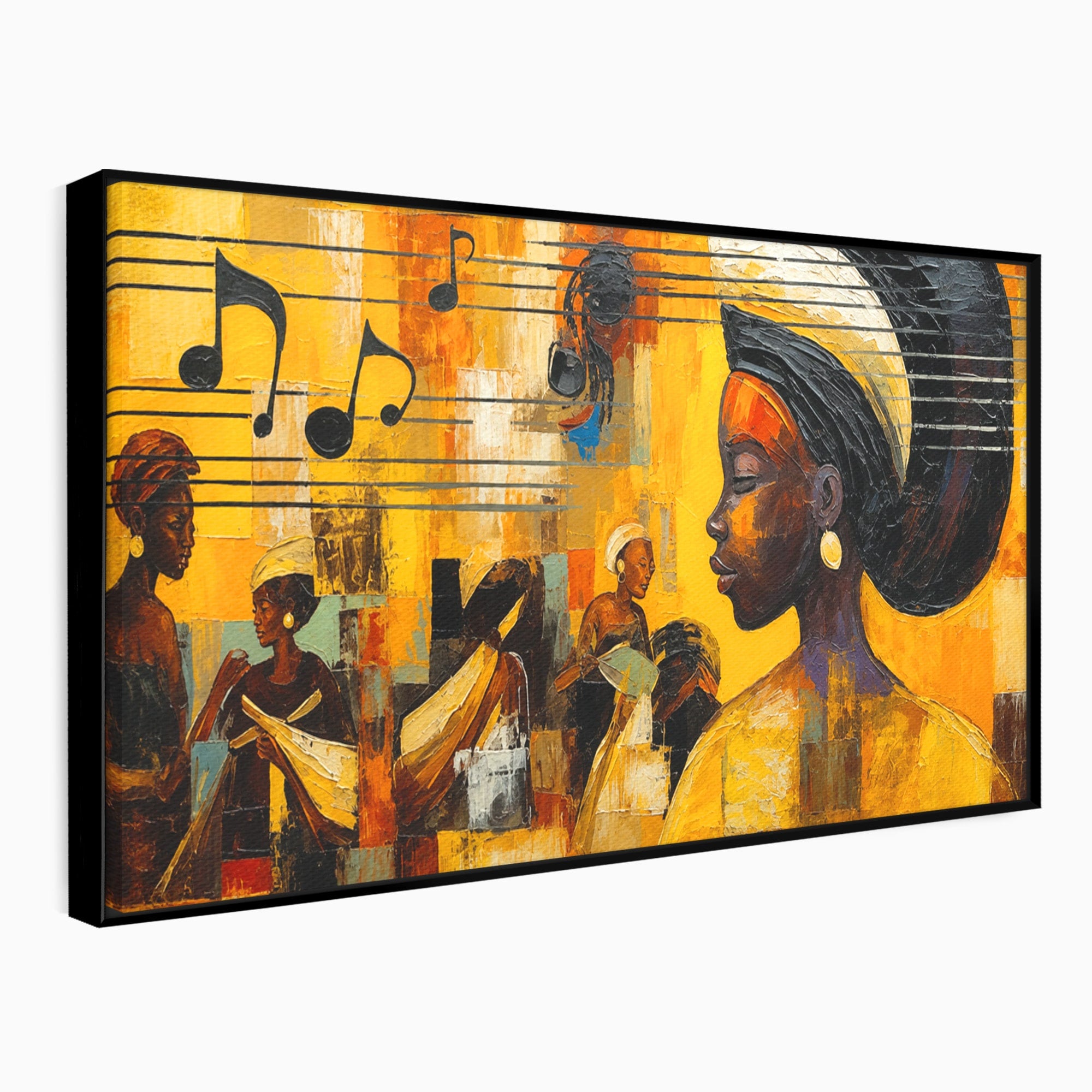 Tablou Canvas Premium LuxCanva® R1033, Armonie Africana, Muzica, Portret, Cultura, Traditie, Living, Arta, Femeie, Culori Vibrante