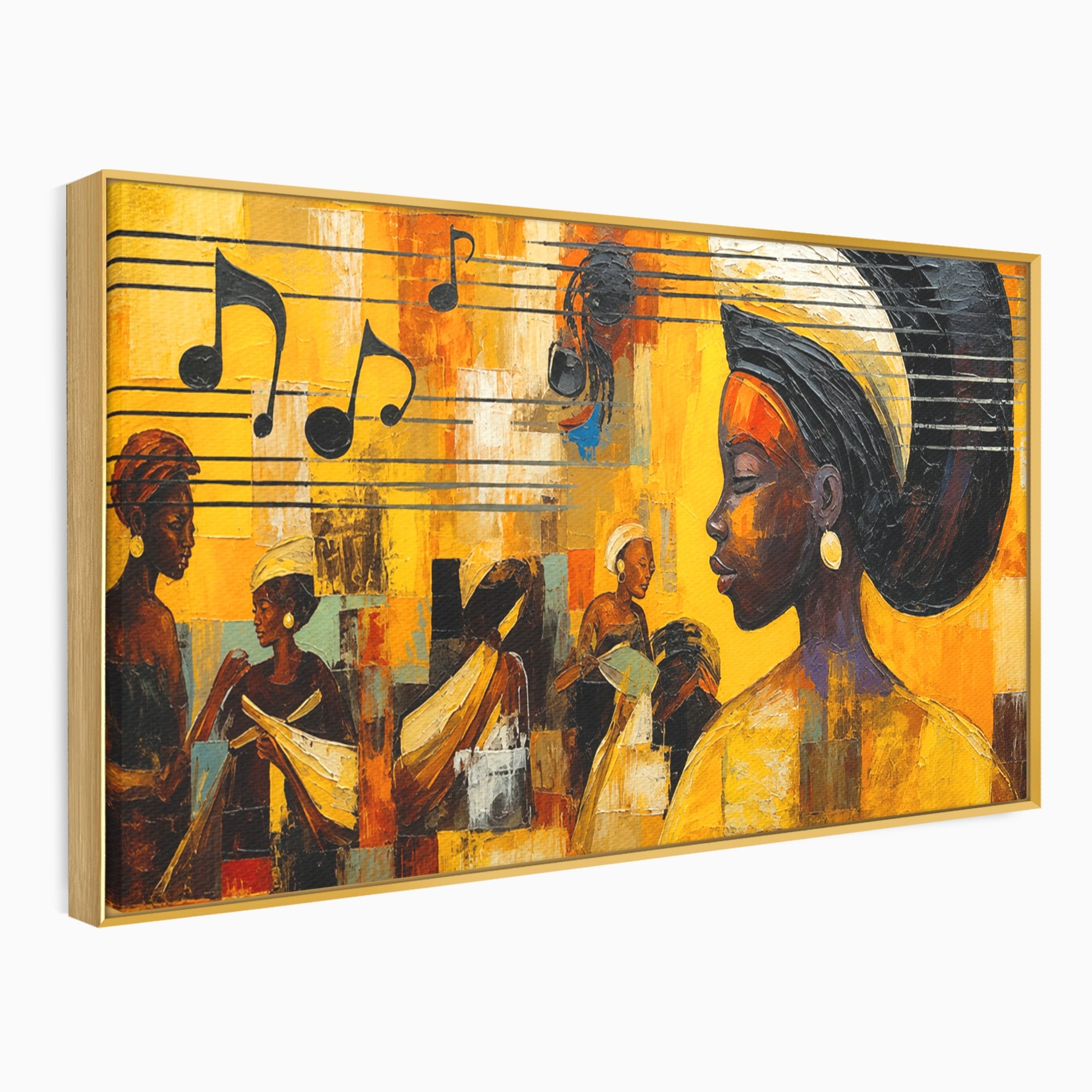 Tablou Canvas Premium LuxCanva® R1033, Armonie Africana, Muzica, Portret, Cultura, Traditie, Living, Arta, Femeie, Culori Vibrante