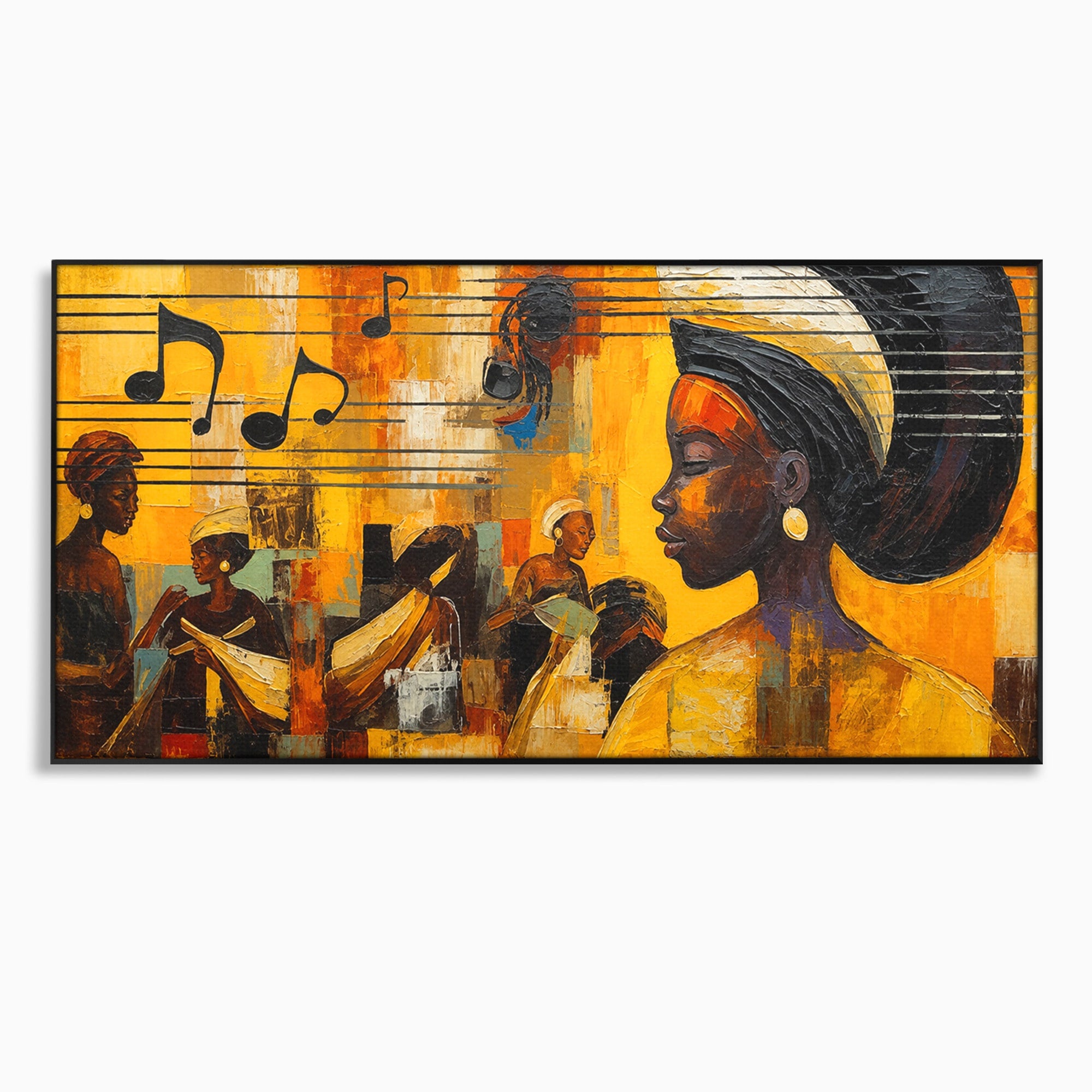 Tablou Canvas Premium LuxCanva® R1033, Armonie Africana, Muzica, Portret, Cultura, Traditie, Living, Arta, Femeie, Culori Vibrante