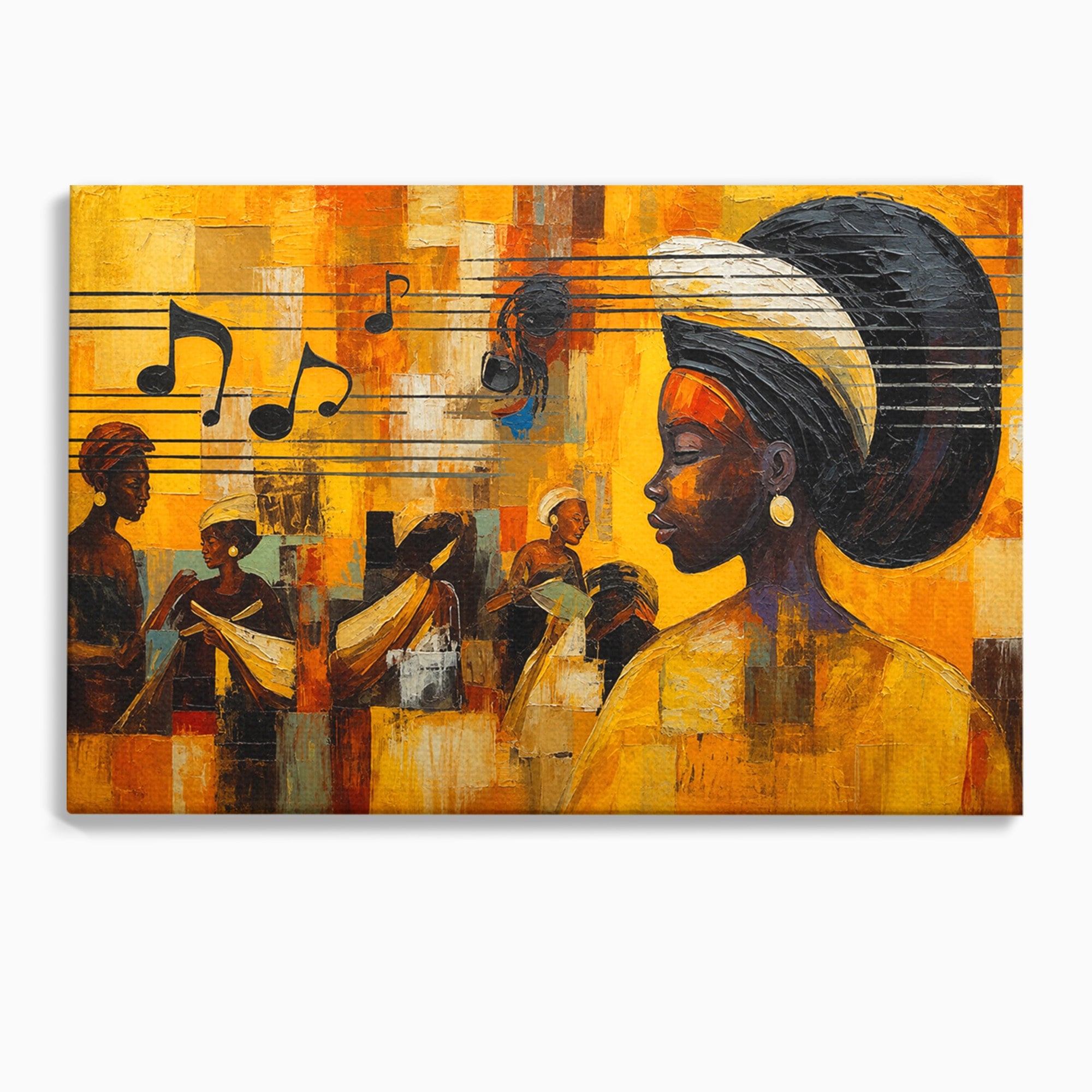 Tablou Canvas Premium LuxCanva® R1033, Armonie Africana, Muzica, Portret, Cultura, Traditie, Living, Arta, Femeie, Culori Vibrante