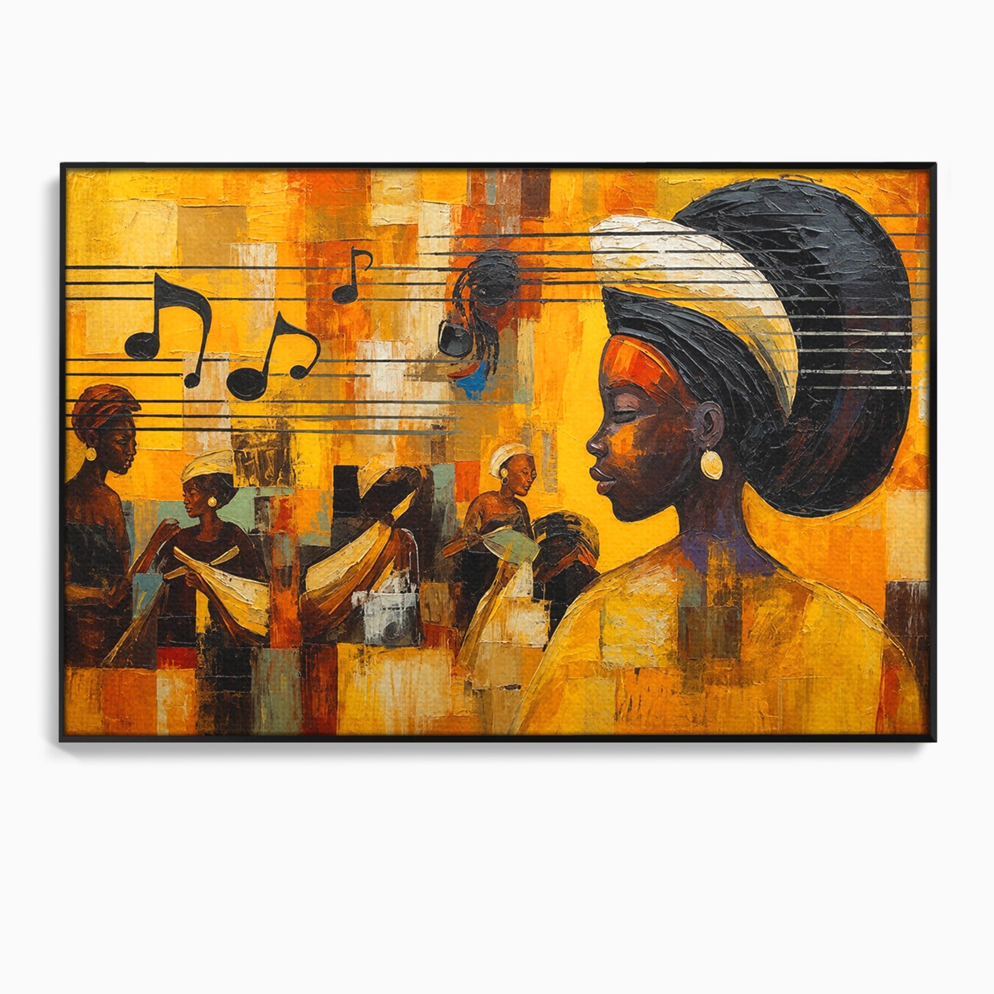 Tablou Canvas Premium LuxCanva® R1033, Armonie Africana, Muzica, Portret, Cultura, Traditie, Living, Arta, Femeie, Culori Vibrante