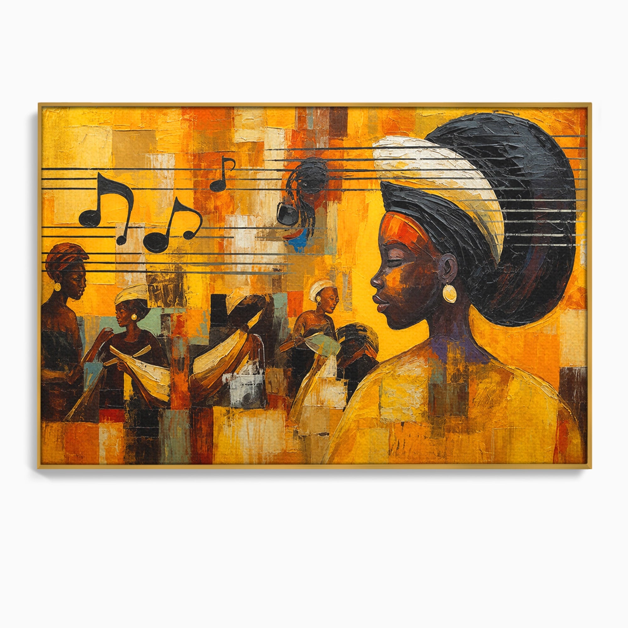 Tablou Canvas Premium LuxCanva® R1033, Armonie Africana, Muzica, Portret, Cultura, Traditie, Living, Arta, Femeie, Culori Vibrante