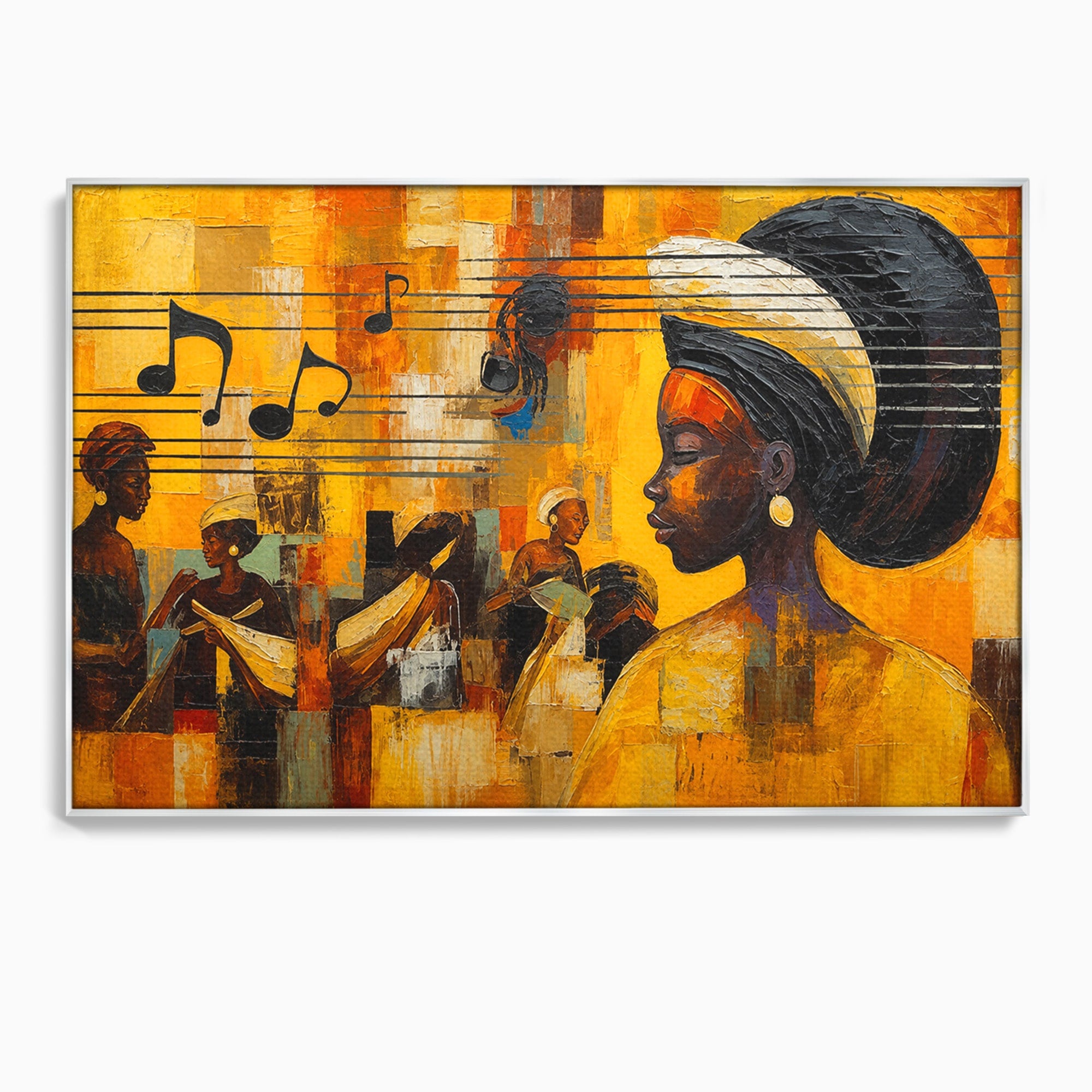 Tablou Canvas Premium LuxCanva® R1033, Armonie Africana, Muzica, Portret, Cultura, Traditie, Living, Arta, Femeie, Culori Vibrante