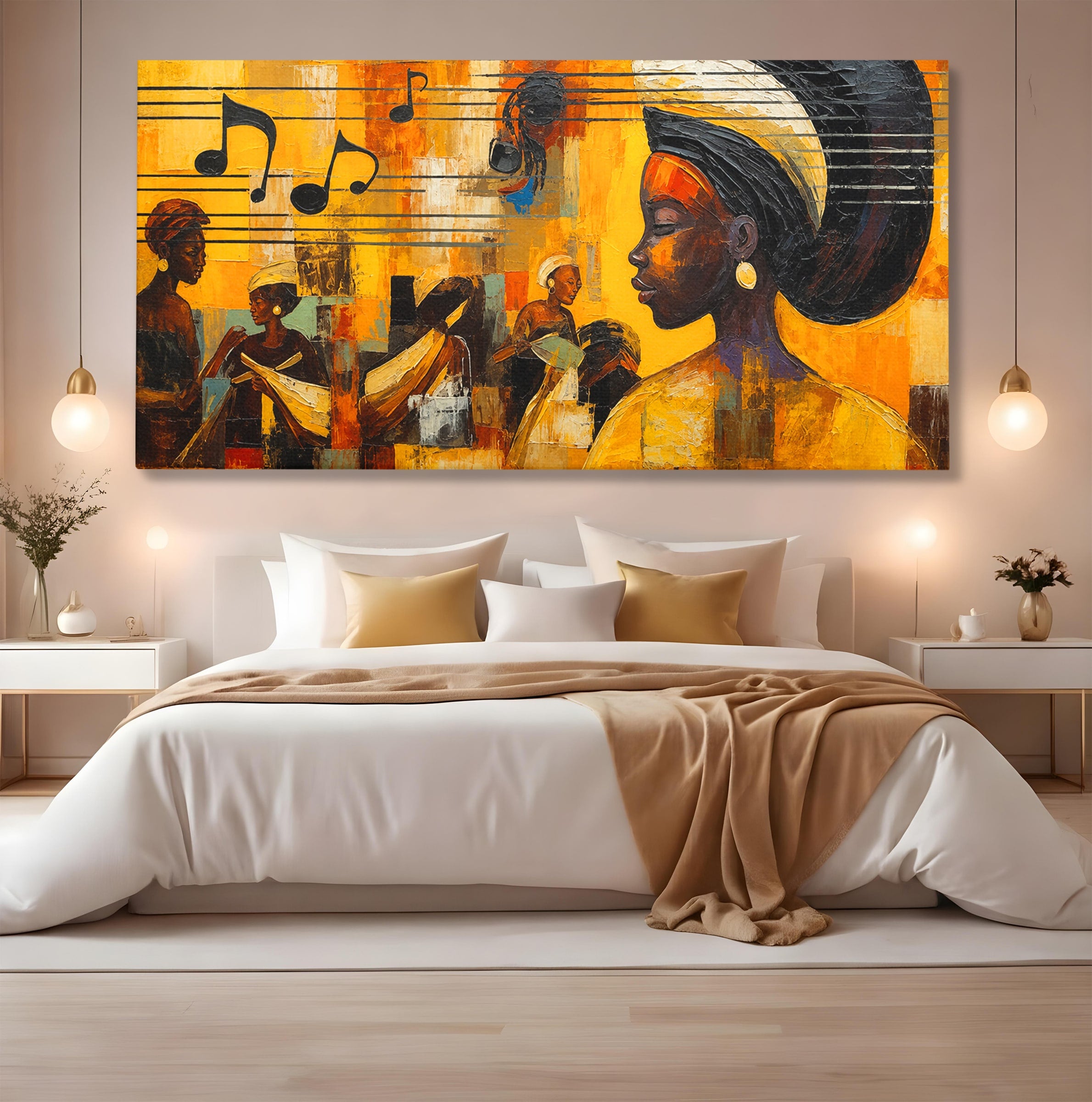 Tablou Canvas Premium LuxCanva® R1033, Armonie Africana, Muzica, Portret, Cultura, Traditie, Living, Arta, Femeie, Culori Vibrante