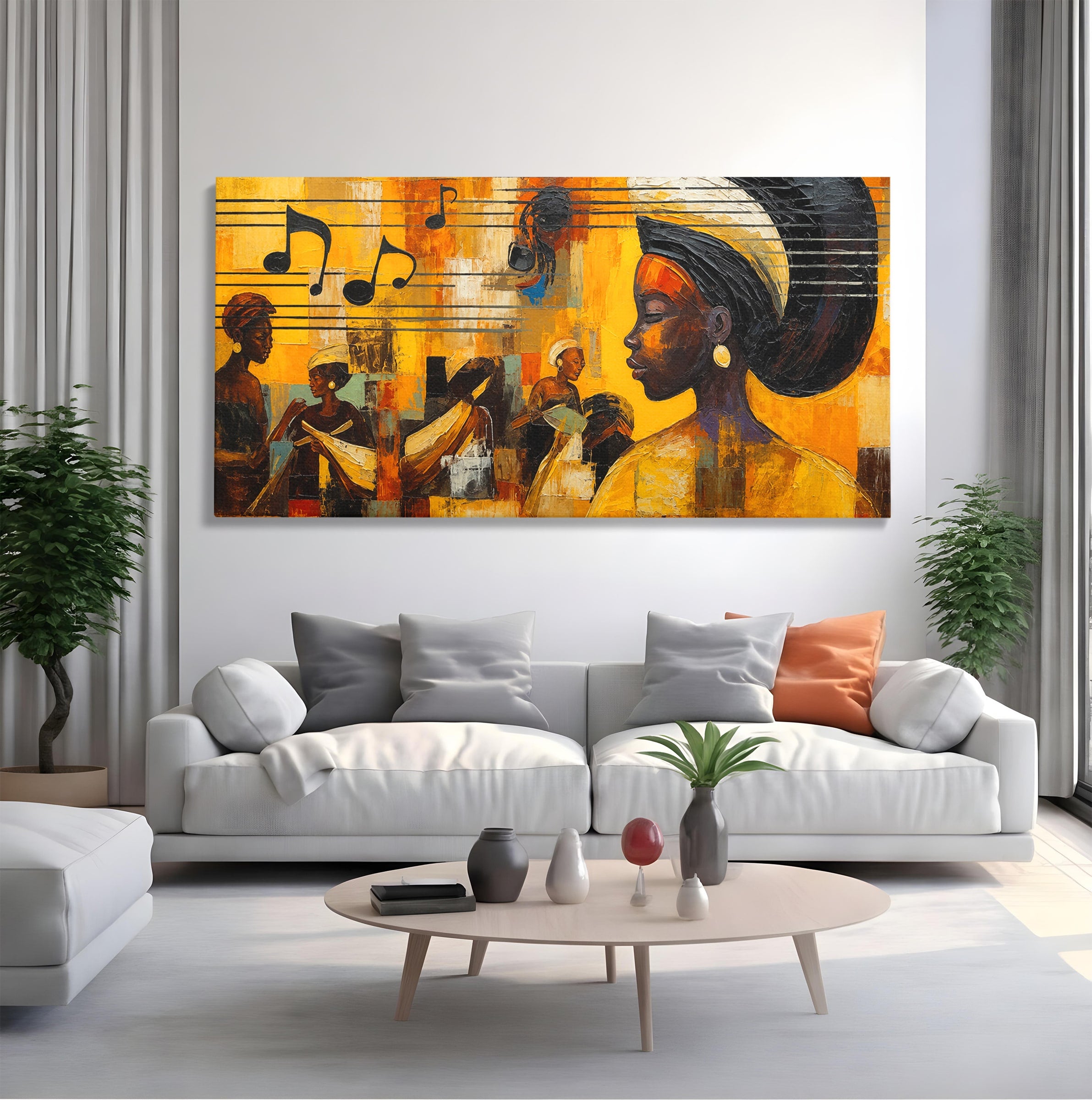Tablou Canvas Premium LuxCanva® R1033, Armonie Africana, Muzica, Portret, Cultura, Traditie, Living, Arta, Femeie, Culori Vibrante