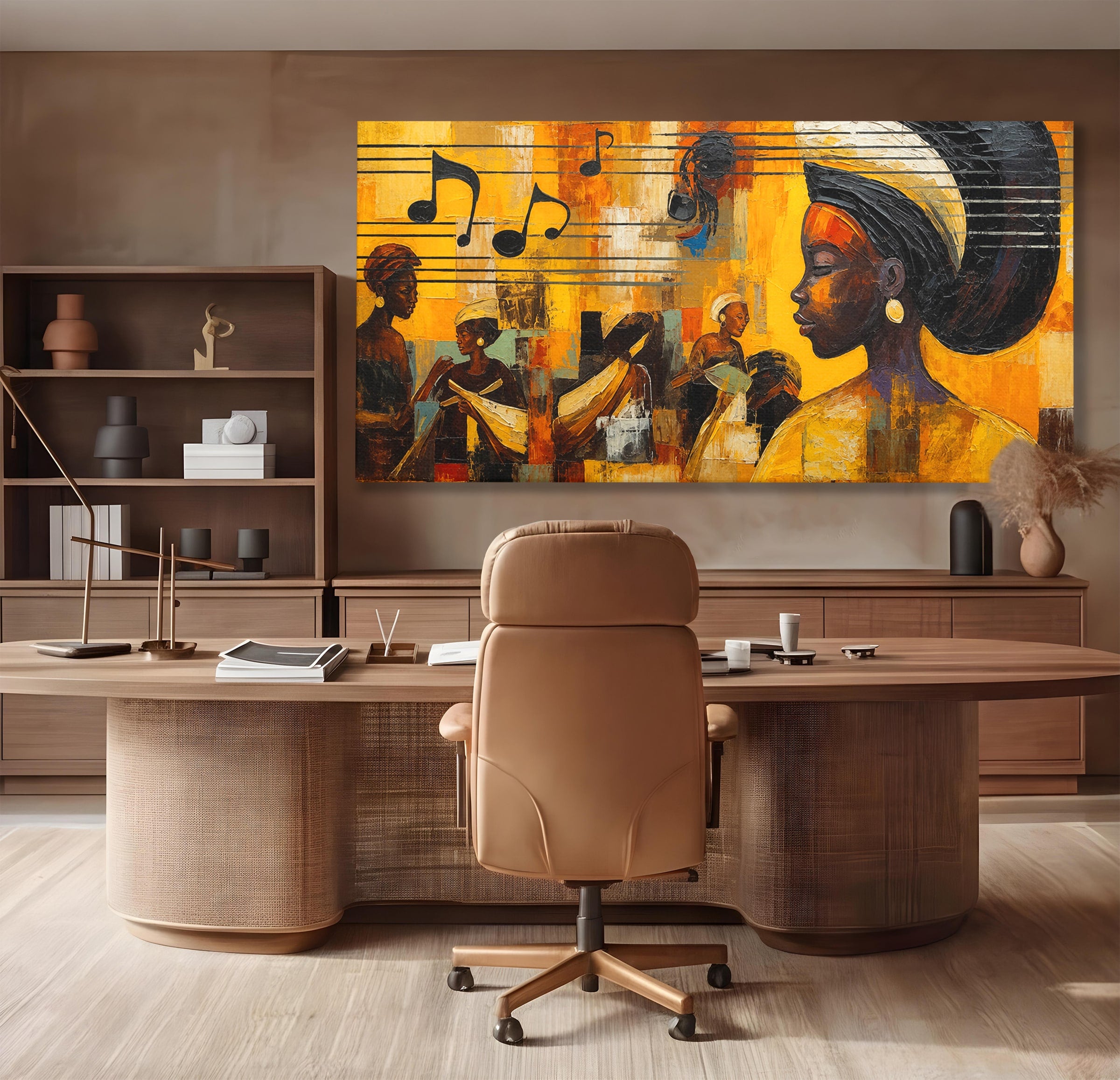 Tablou Canvas Premium LuxCanva® R1033, Armonie Africana, Muzica, Portret, Cultura, Traditie, Living, Arta, Femeie, Culori Vibrante
