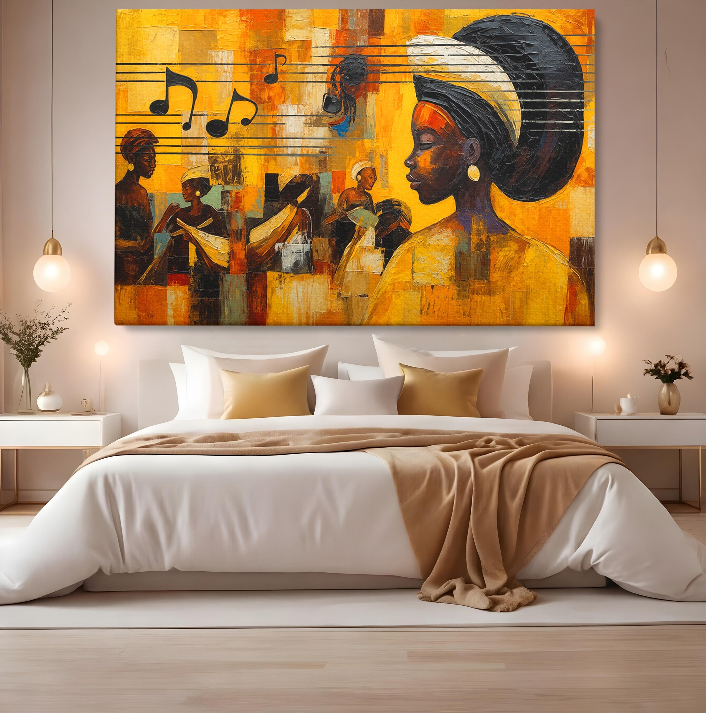 Tablou Canvas Premium LuxCanva® R1033, Armonie Africana, Muzica, Portret, Cultura, Traditie, Living, Arta, Femeie, Culori Vibrante