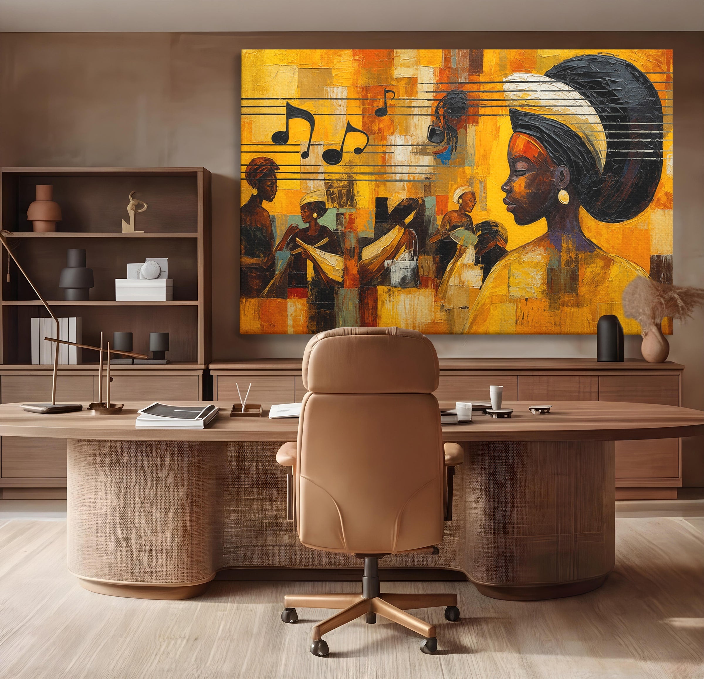 Tablou Canvas Premium LuxCanva® R1033, Armonie Africana, Muzica, Portret, Cultura, Traditie, Living, Arta, Femeie, Culori Vibrante
