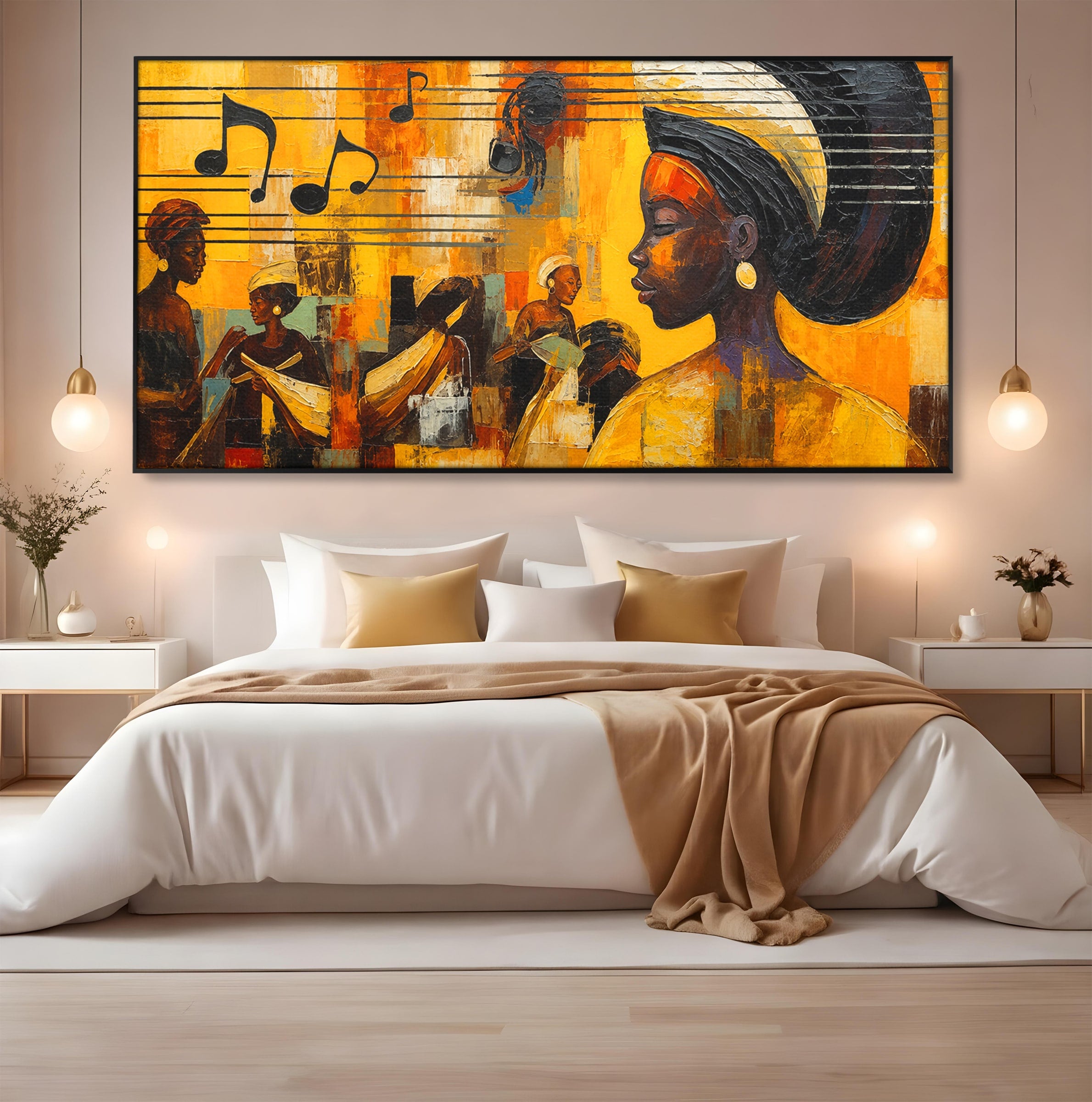 Tablou Canvas Premium LuxCanva® R1033, Armonie Africana, Muzica, Portret, Cultura, Traditie, Living, Arta, Femeie, Culori Vibrante