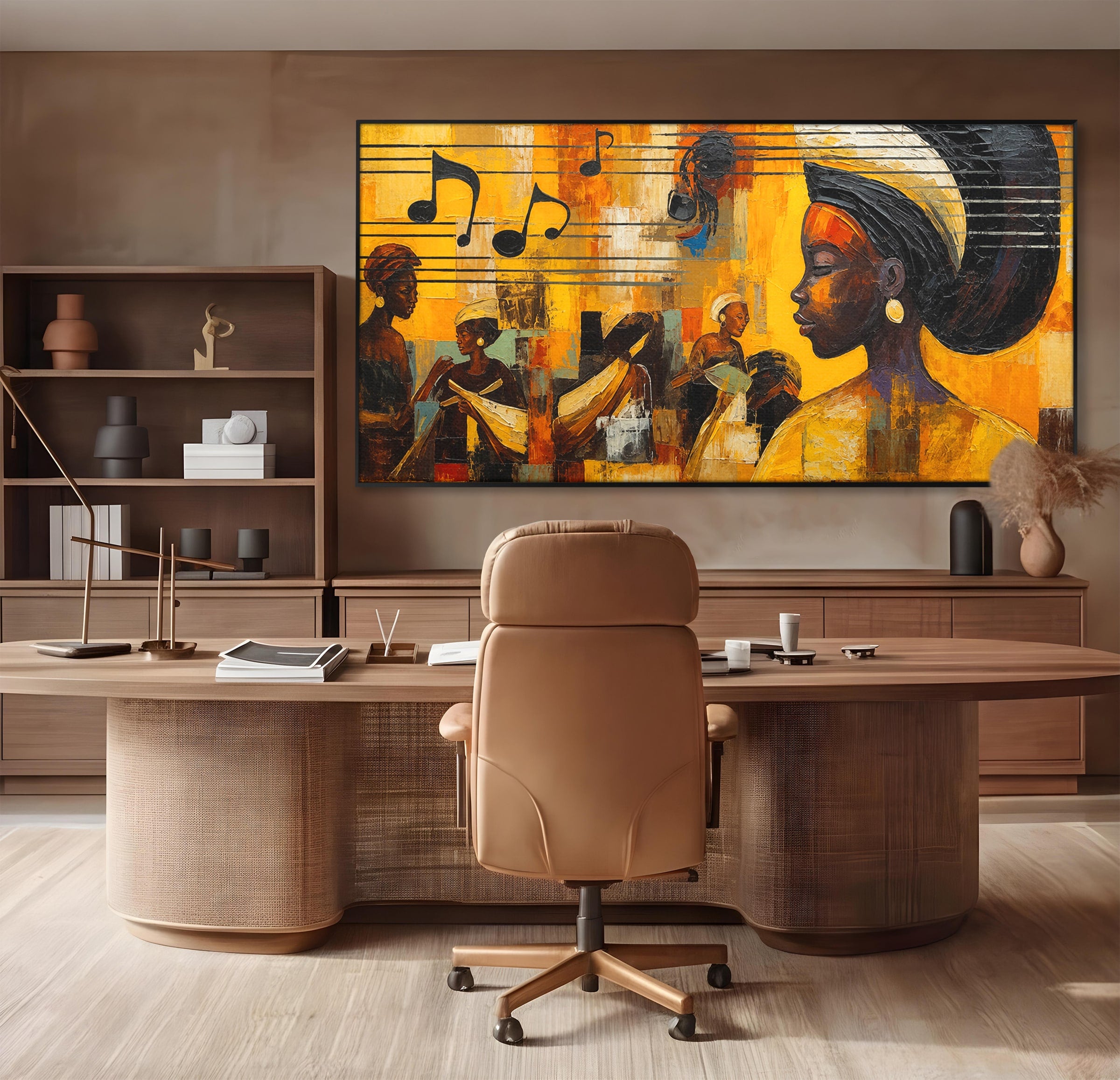 Tablou Canvas Premium LuxCanva® R1033, Armonie Africana, Muzica, Portret, Cultura, Traditie, Living, Arta, Femeie, Culori Vibrante
