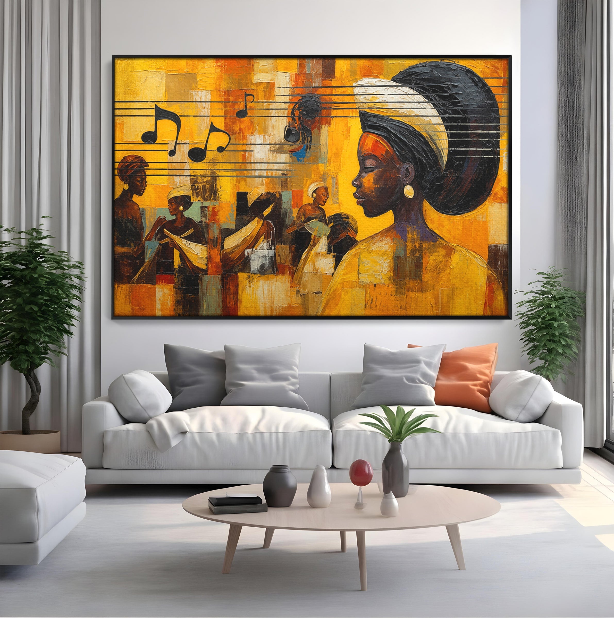 Tablou Canvas Premium LuxCanva® R1033, Armonie Africana, Muzica, Portret, Cultura, Traditie, Living, Arta, Femeie, Culori Vibrante