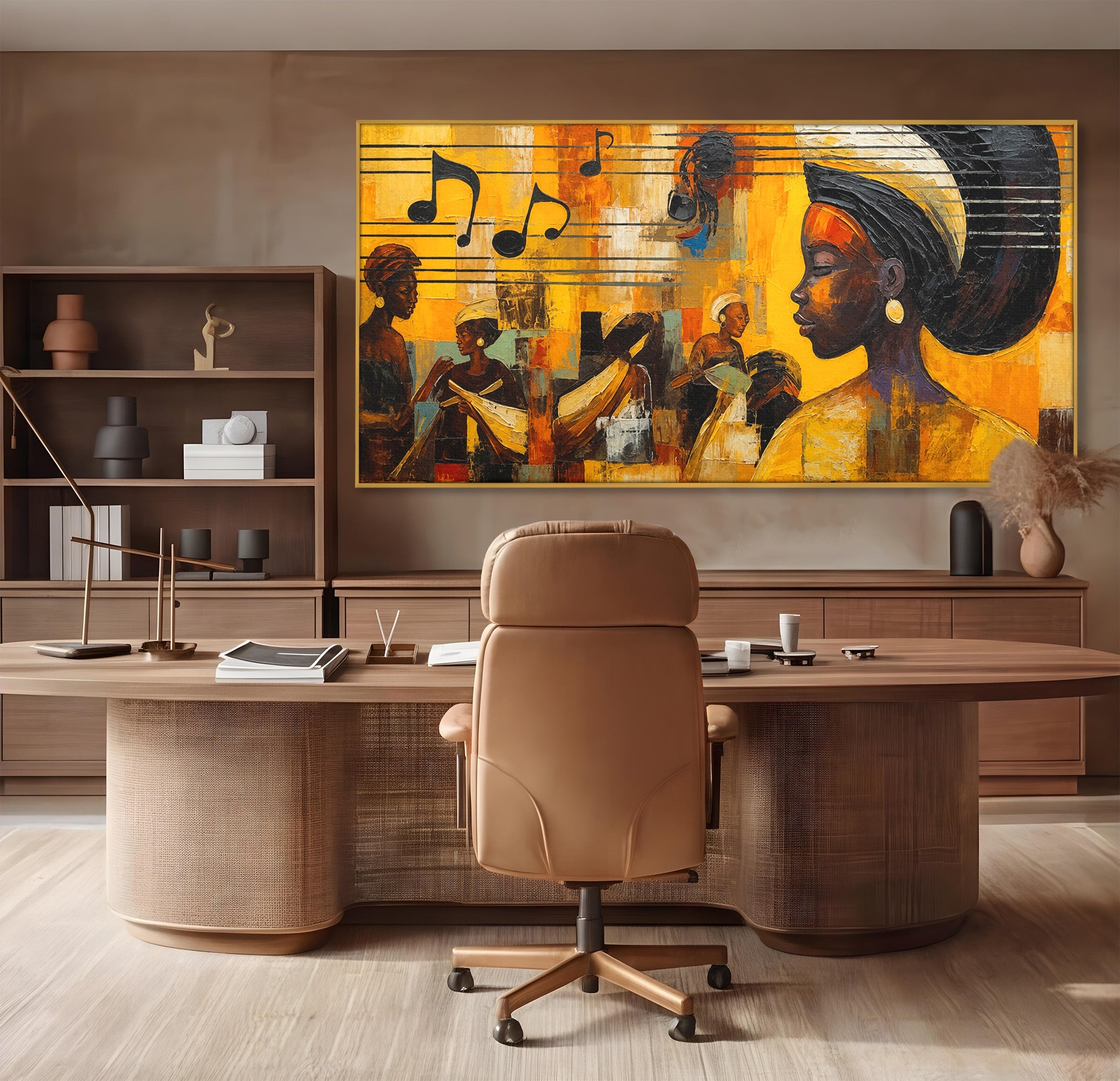 Tablou Canvas Premium LuxCanva® R1033, Armonie Africana, Muzica, Portret, Cultura, Traditie, Living, Arta, Femeie, Culori Vibrante