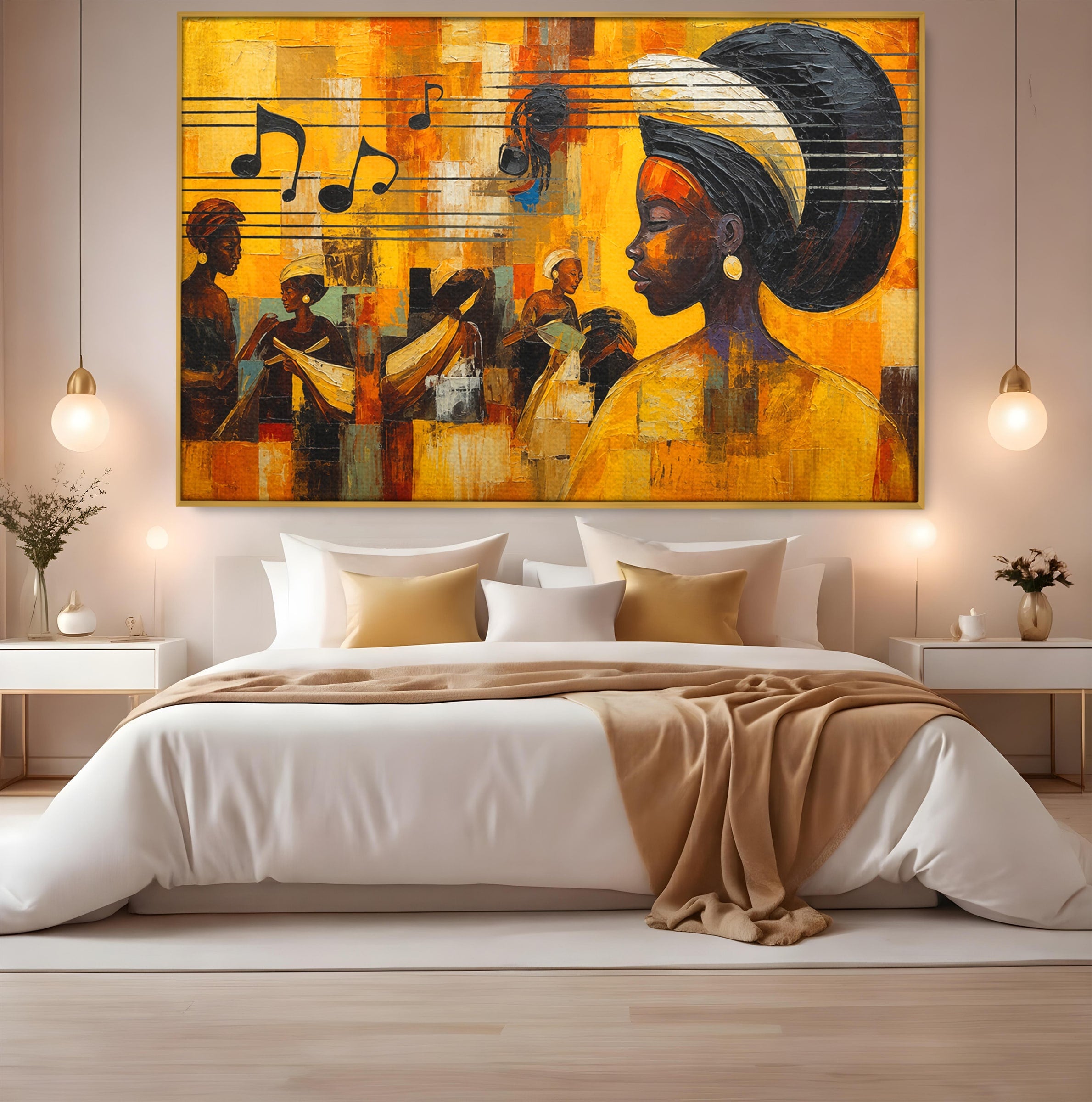 Tablou Canvas Premium LuxCanva® R1033, Armonie Africana, Muzica, Portret, Cultura, Traditie, Living, Arta, Femeie, Culori Vibrante