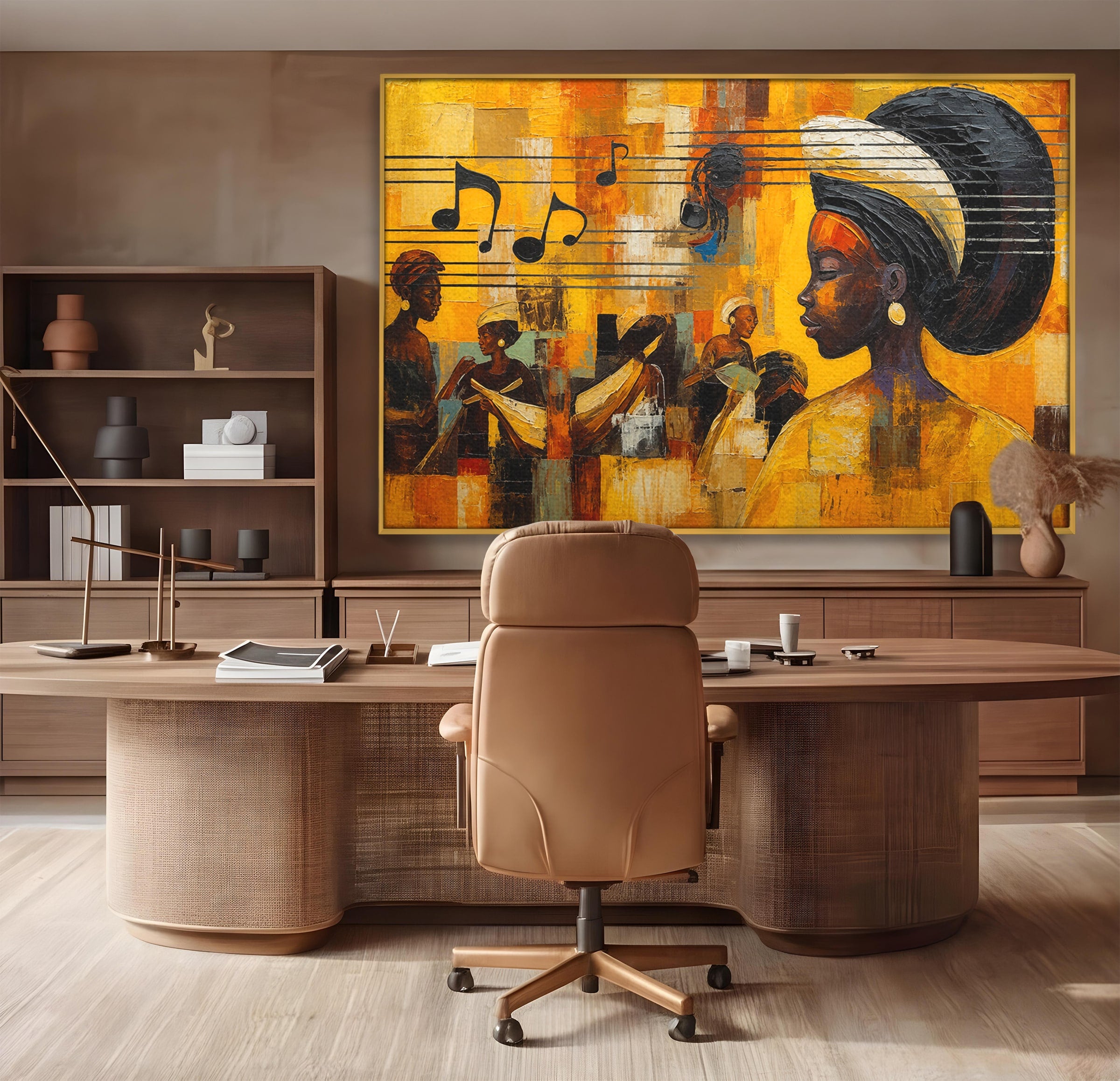 Tablou Canvas Premium LuxCanva® R1033, Armonie Africana, Muzica, Portret, Cultura, Traditie, Living, Arta, Femeie, Culori Vibrante