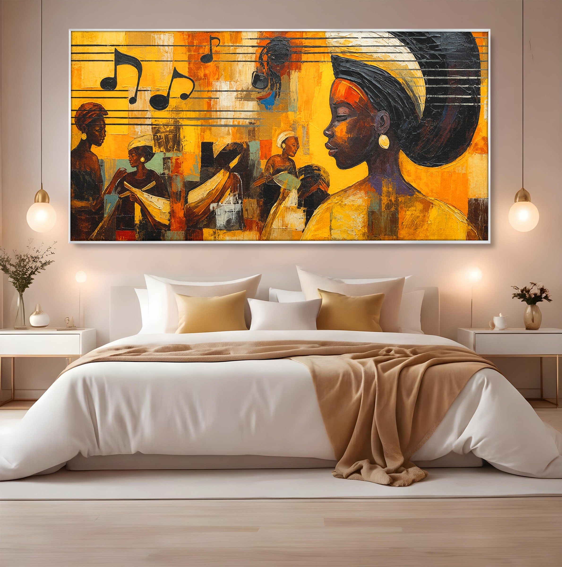 Tablou Canvas Premium LuxCanva® R1033, Armonie Africana, Muzica, Portret, Cultura, Traditie, Living, Arta, Femeie, Culori Vibrante