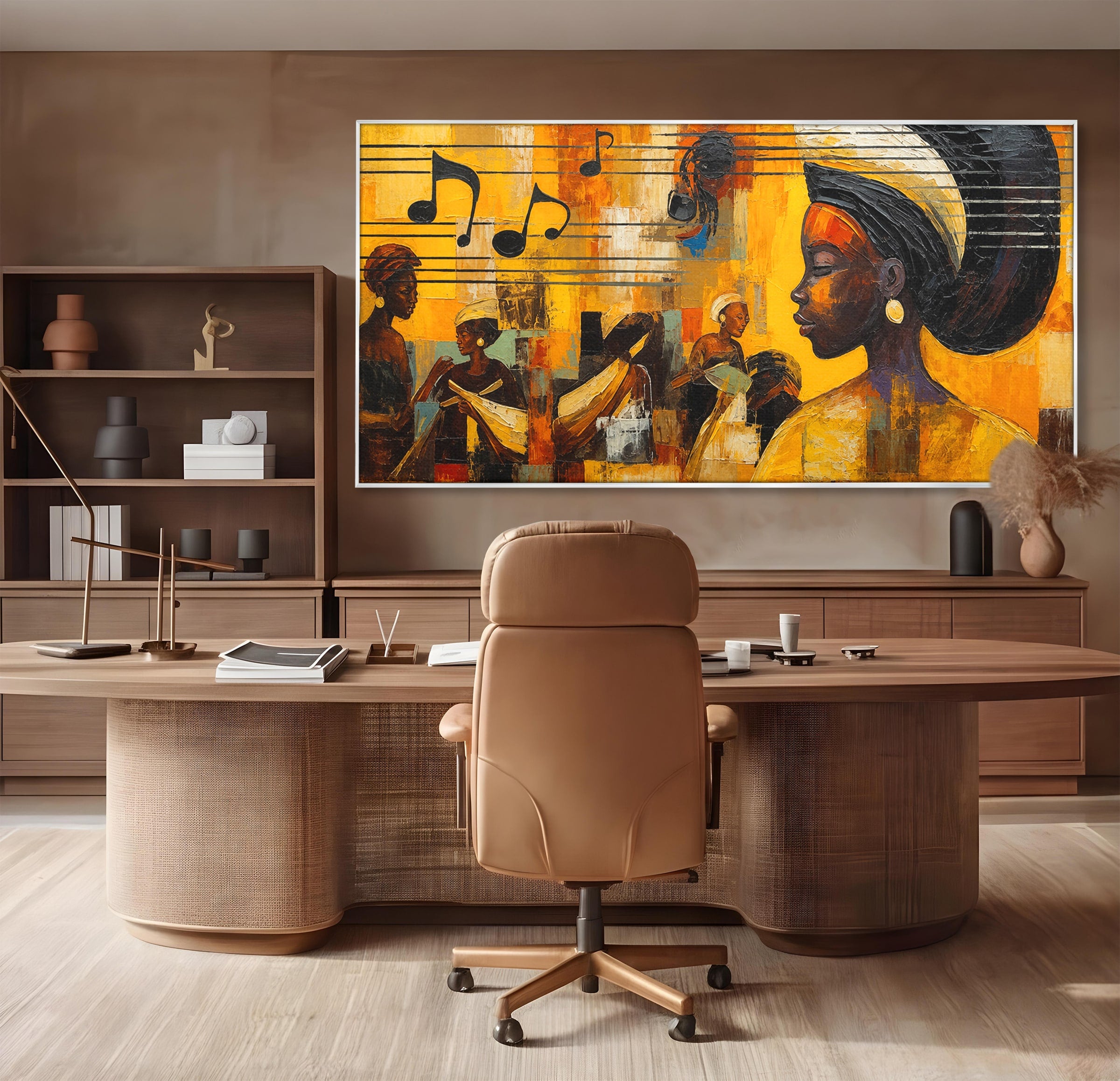 Tablou Canvas Premium LuxCanva® R1033, Armonie Africana, Muzica, Portret, Cultura, Traditie, Living, Arta, Femeie, Culori Vibrante