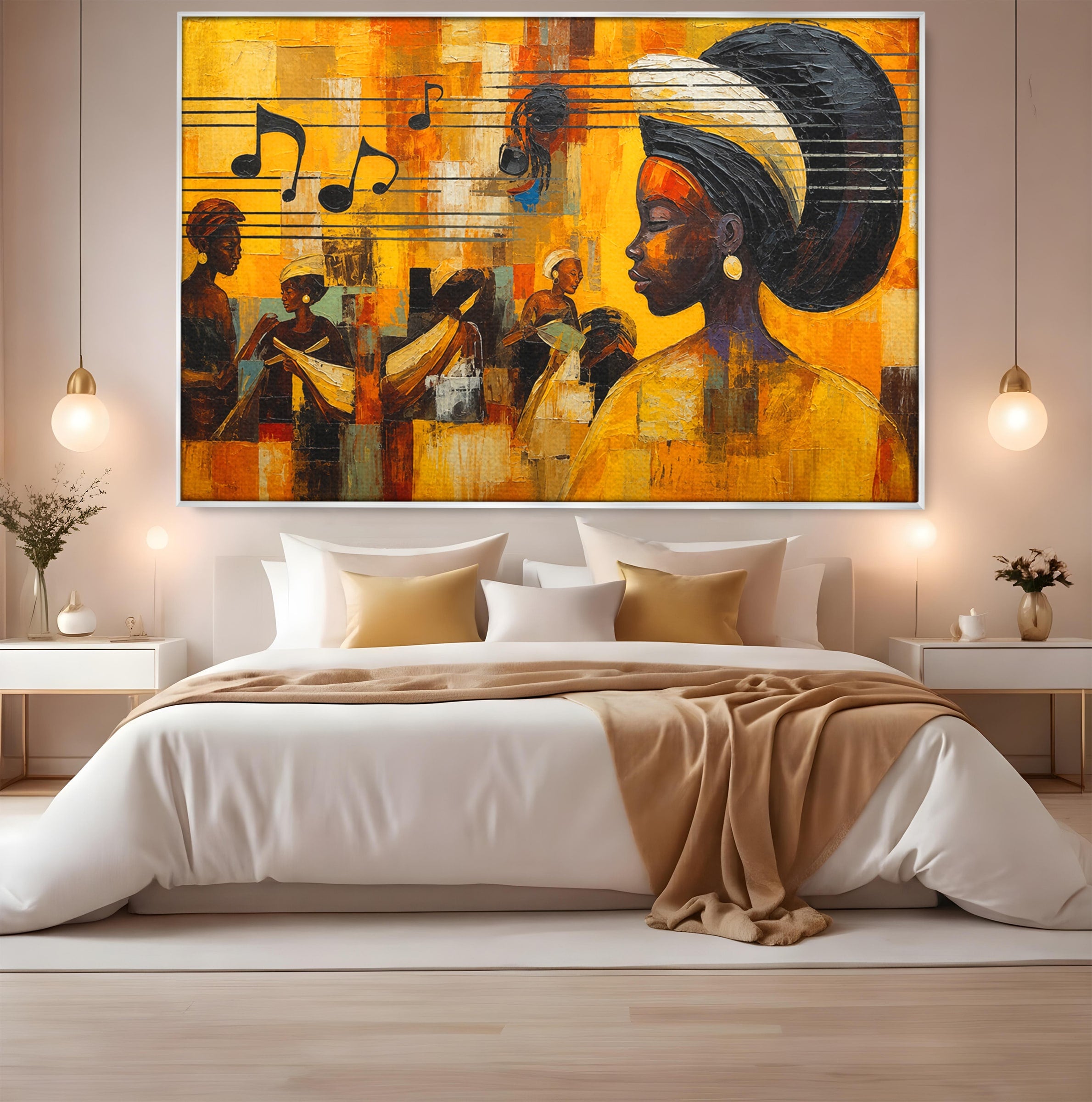 Tablou Canvas Premium LuxCanva® R1033, Armonie Africana, Muzica, Portret, Cultura, Traditie, Living, Arta, Femeie, Culori Vibrante