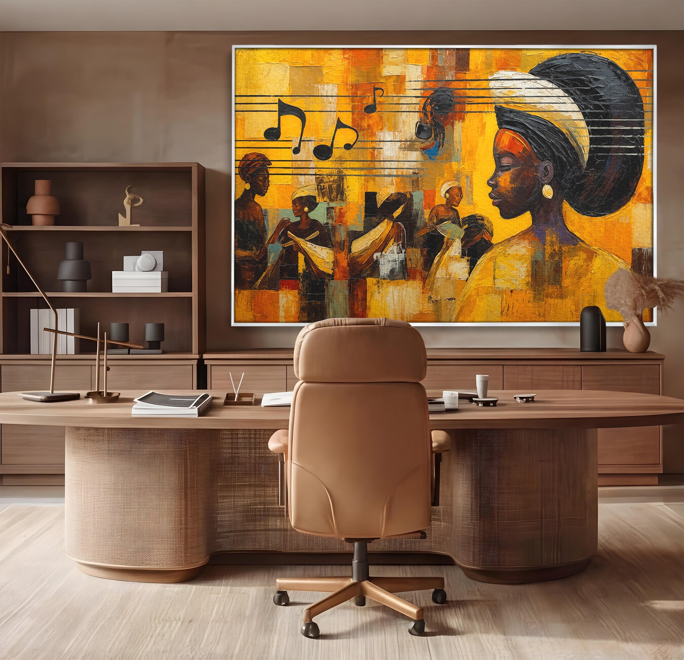 Tablou Canvas Premium LuxCanva® R1033, Armonie Africana, Muzica, Portret, Cultura, Traditie, Living, Arta, Femeie, Culori Vibrante