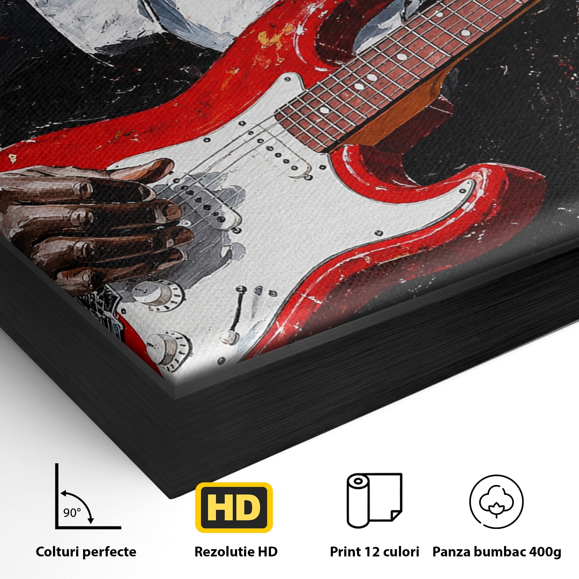 Tablou Canvas Premium LuxCanva® R1035, Chitaristul Elegant, Chitara, Muzician, Portret, Living, Eleganta, Culori Vibrante