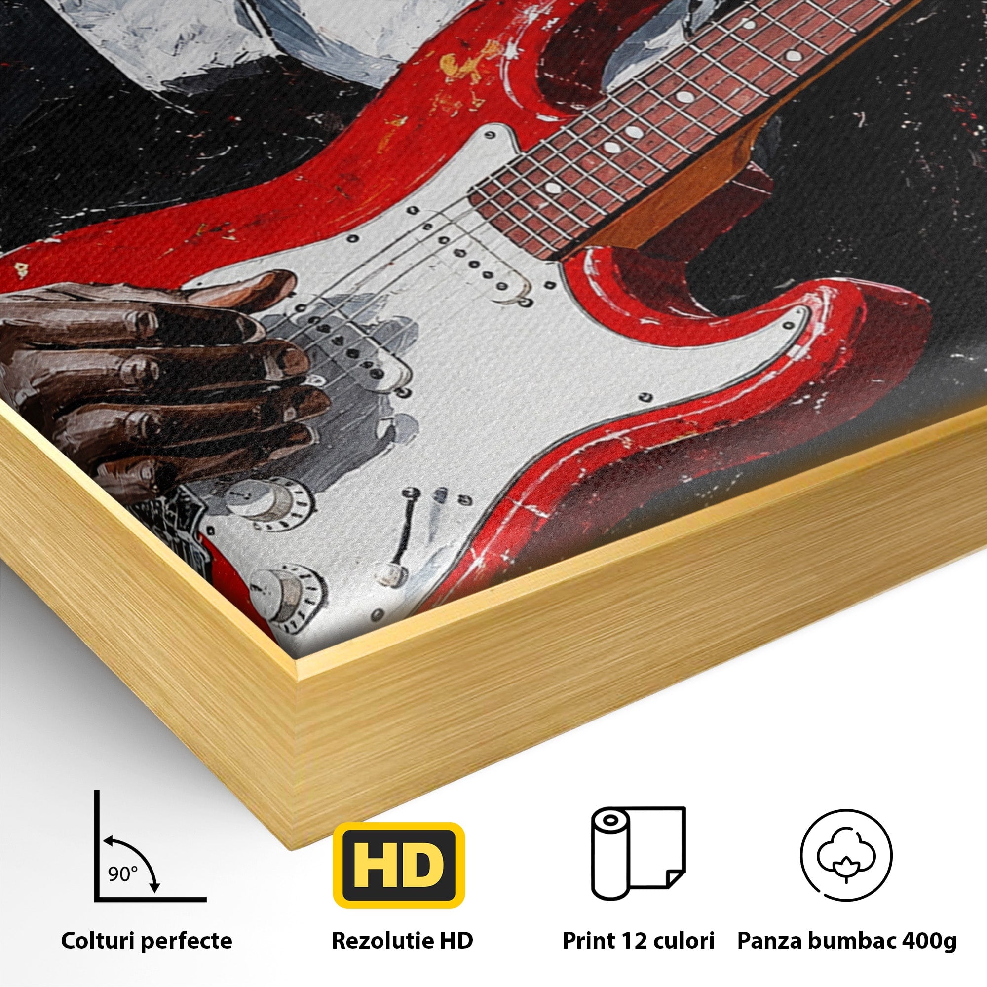 Tablou Canvas Premium LuxCanva® R1035, Chitaristul Elegant, Chitara, Muzician, Portret, Living, Eleganta, Culori Vibrante