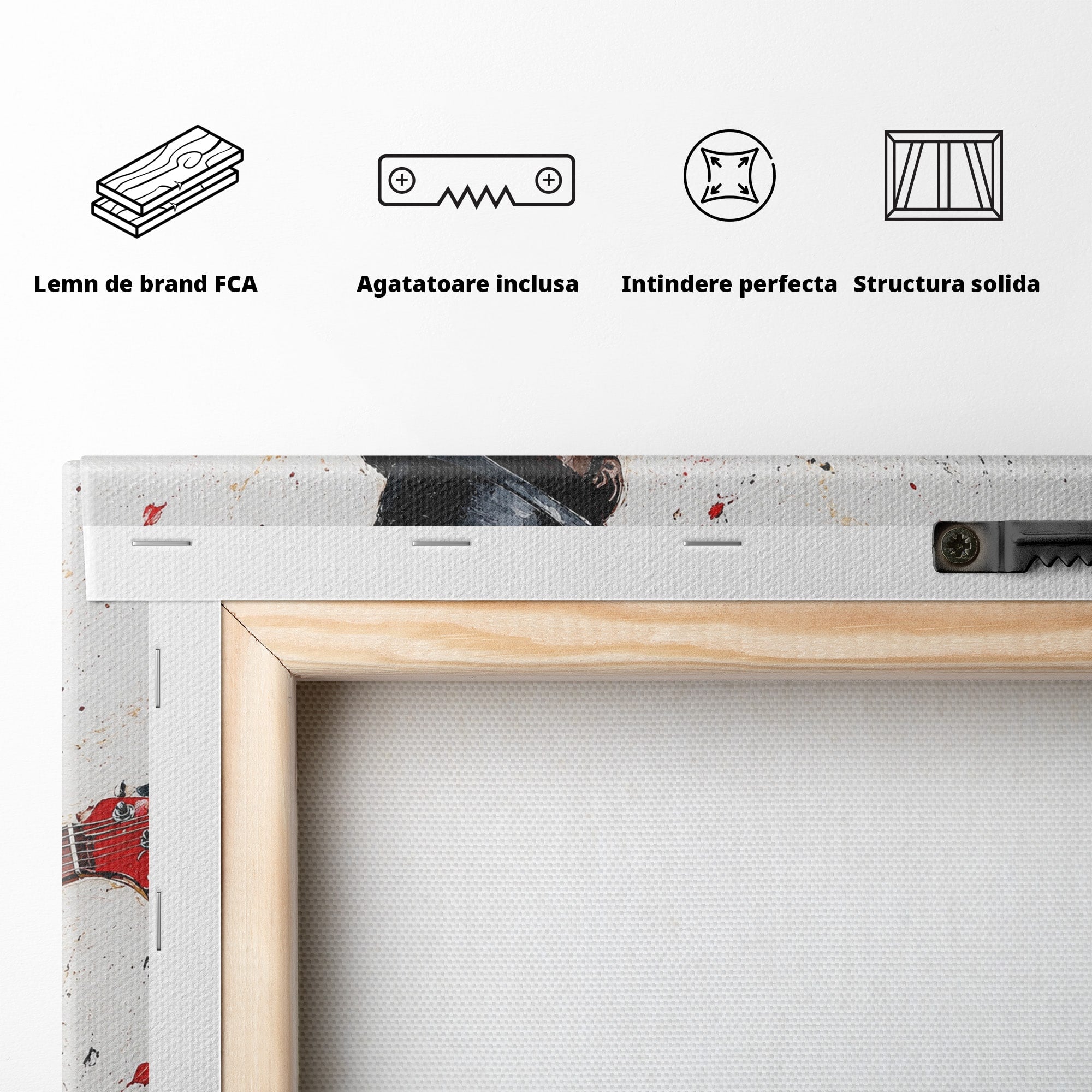 Tablou Canvas Premium LuxCanva® R1035, Chitaristul Elegant, Chitara, Muzician, Portret, Living, Eleganta, Culori Vibrante