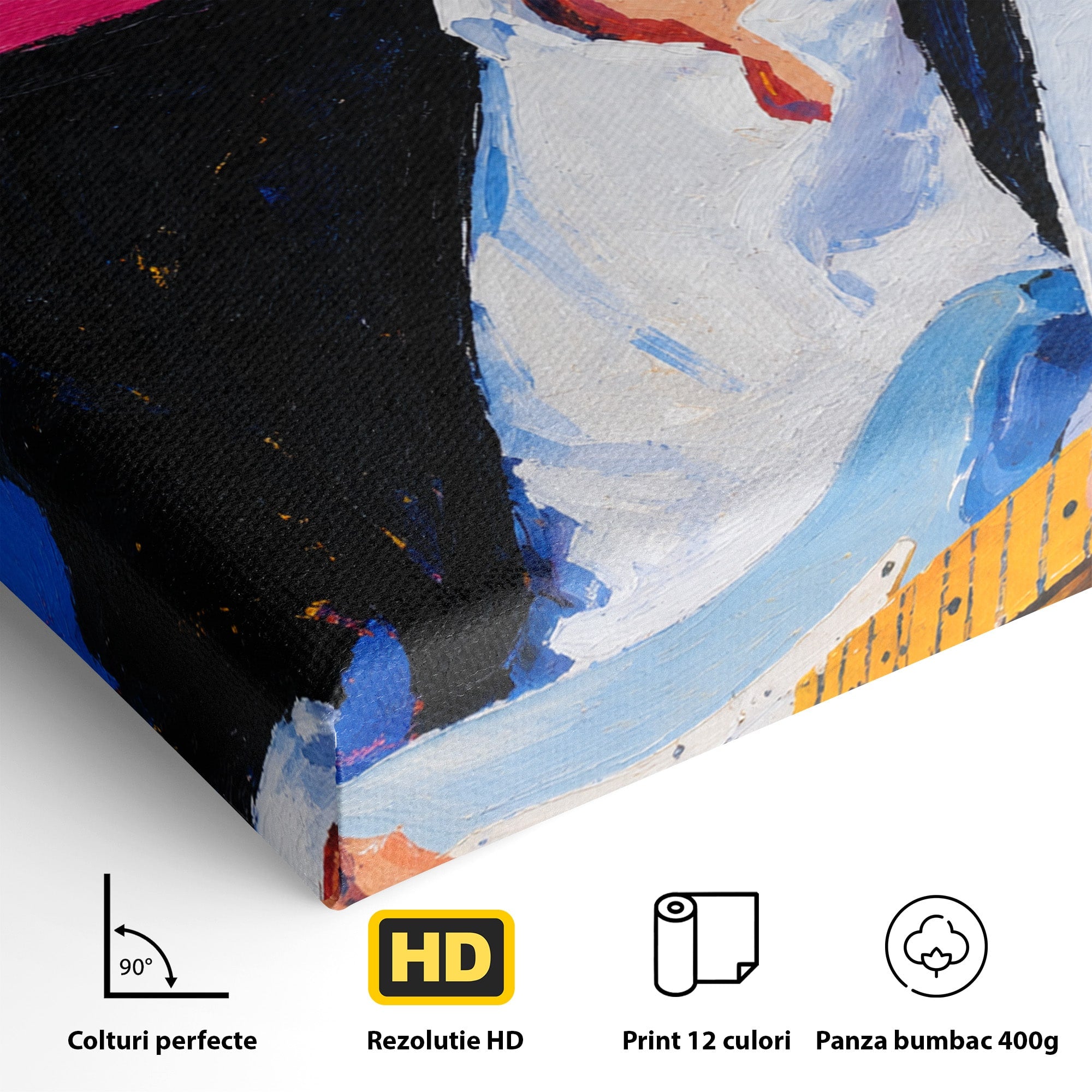 Tablou Canvas Premium LuxCanva® R1036, Chitaristul Retro, Chitarist, Retro, Portret, Muzica, Living, Culori Vibrante