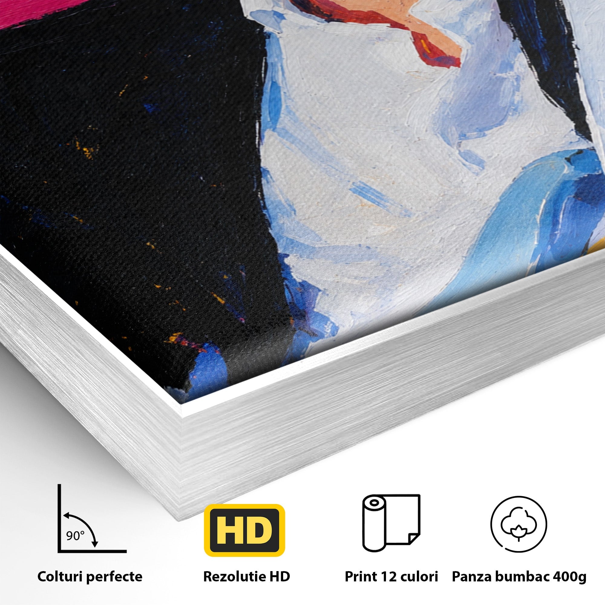 Tablou Canvas Premium LuxCanva® R1036, Chitaristul Retro, Chitarist, Retro, Portret, Muzica, Living, Culori Vibrante
