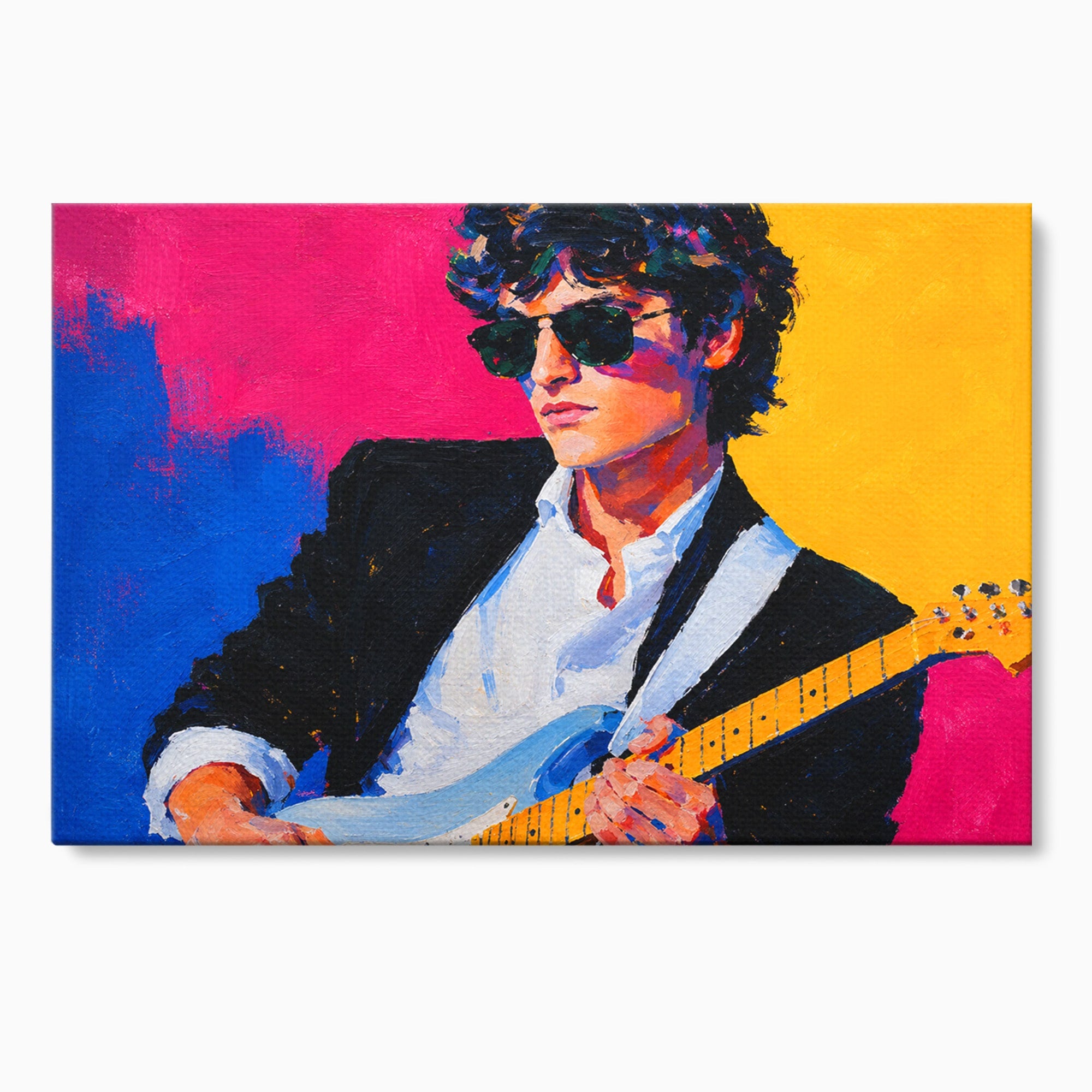 Tablou Canvas Premium LuxCanva® R1036, Chitaristul Retro, Chitarist, Retro, Portret, Muzica, Living, Culori Vibrante