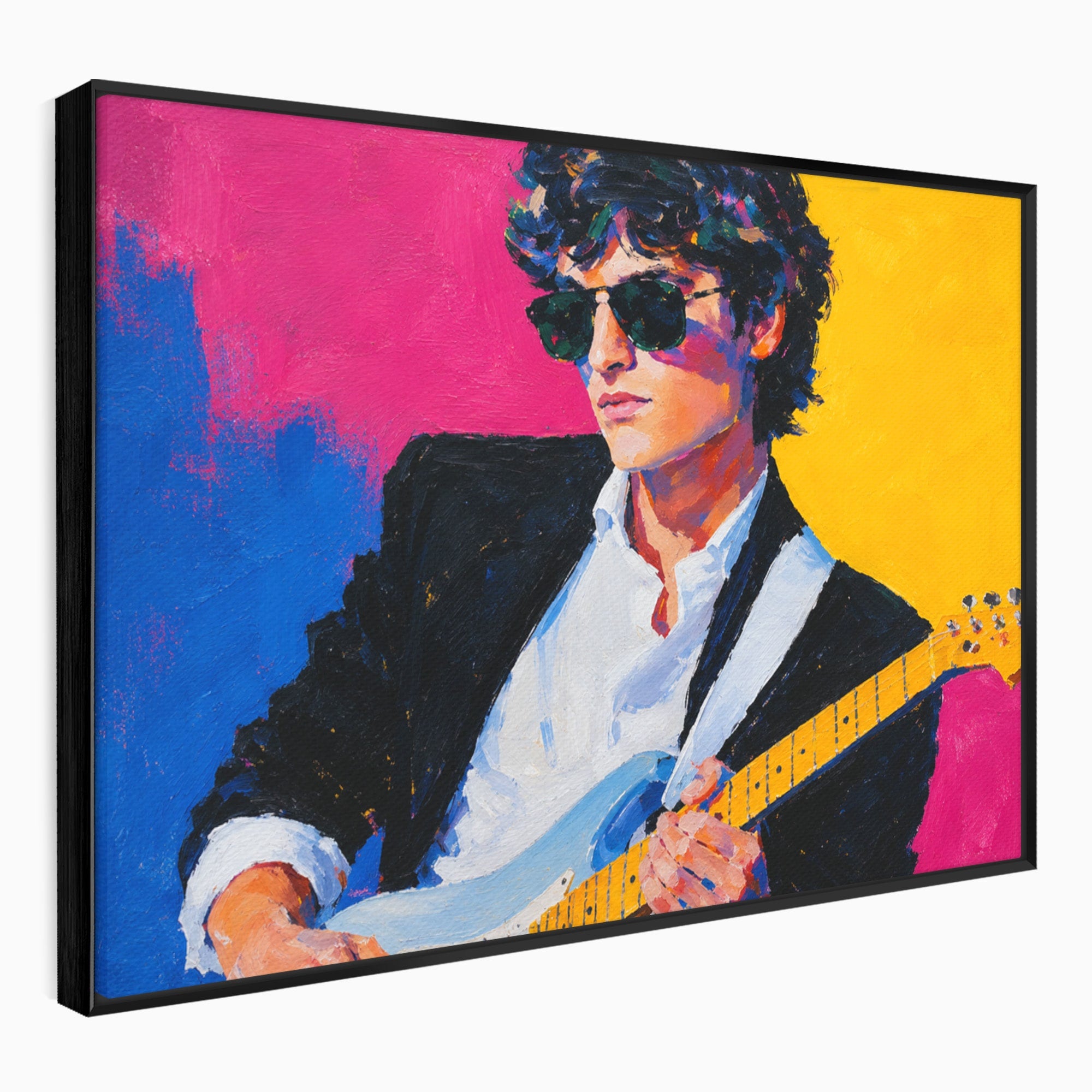 Tablou Canvas Premium LuxCanva® R1036, Chitaristul Retro, Chitarist, Retro, Portret, Muzica, Living, Culori Vibrante