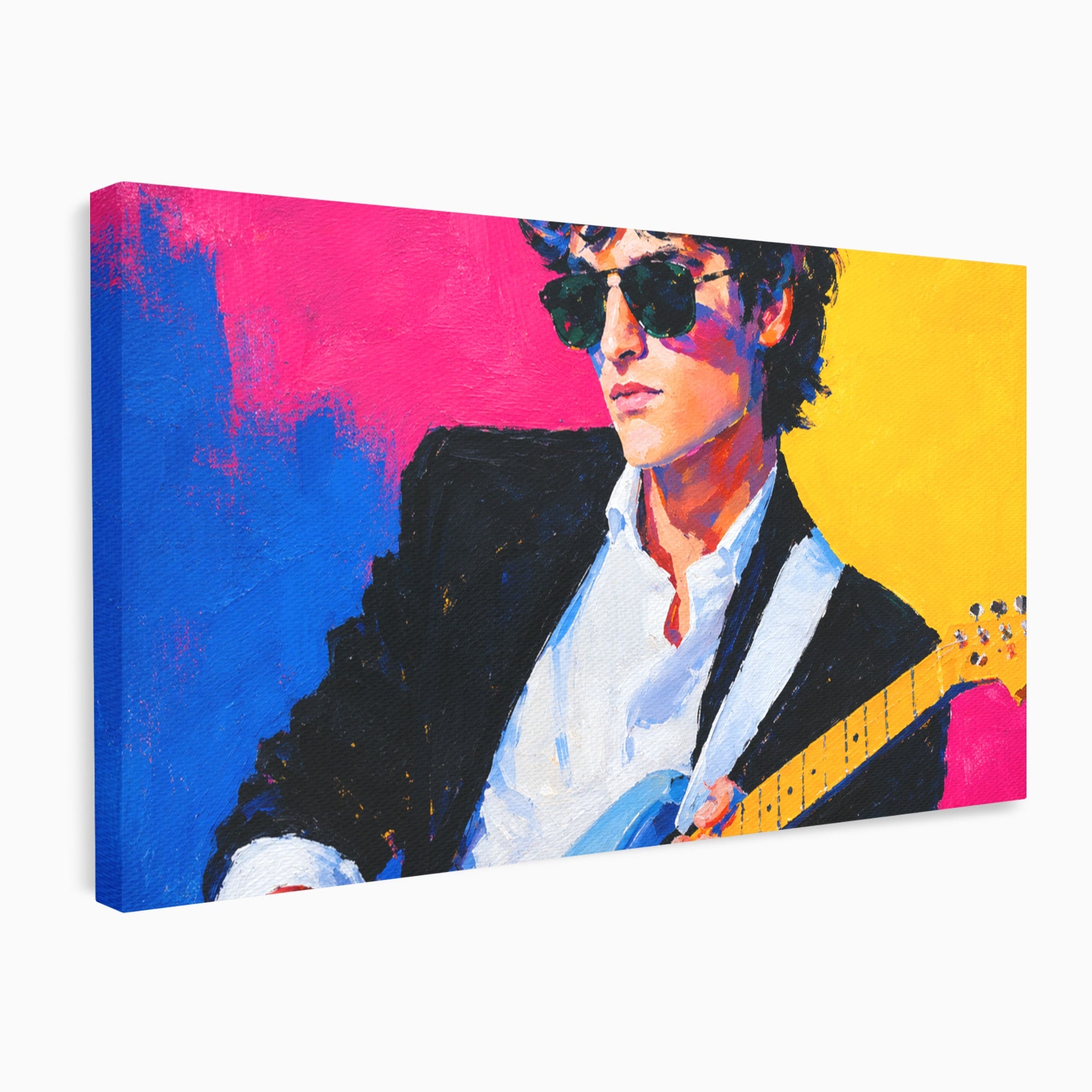 Tablou Canvas Premium LuxCanva® R1036, Chitaristul Retro, Chitarist, Retro, Portret, Muzica, Living, Culori Vibrante