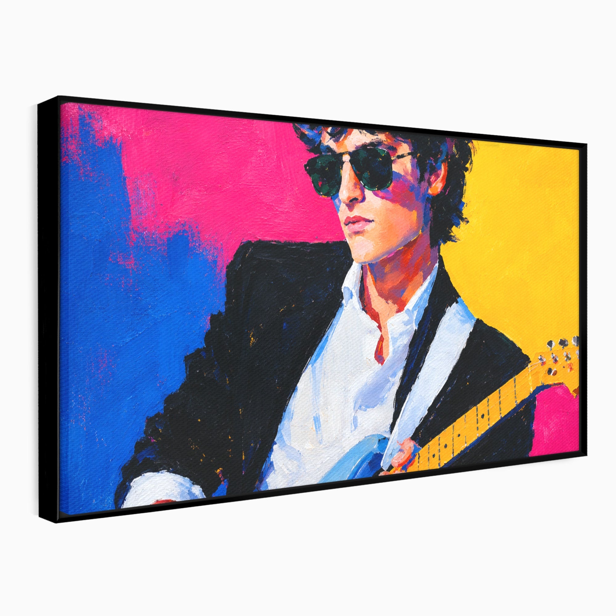 Tablou Canvas Premium LuxCanva® R1036, Chitaristul Retro, Chitarist, Retro, Portret, Muzica, Living, Culori Vibrante
