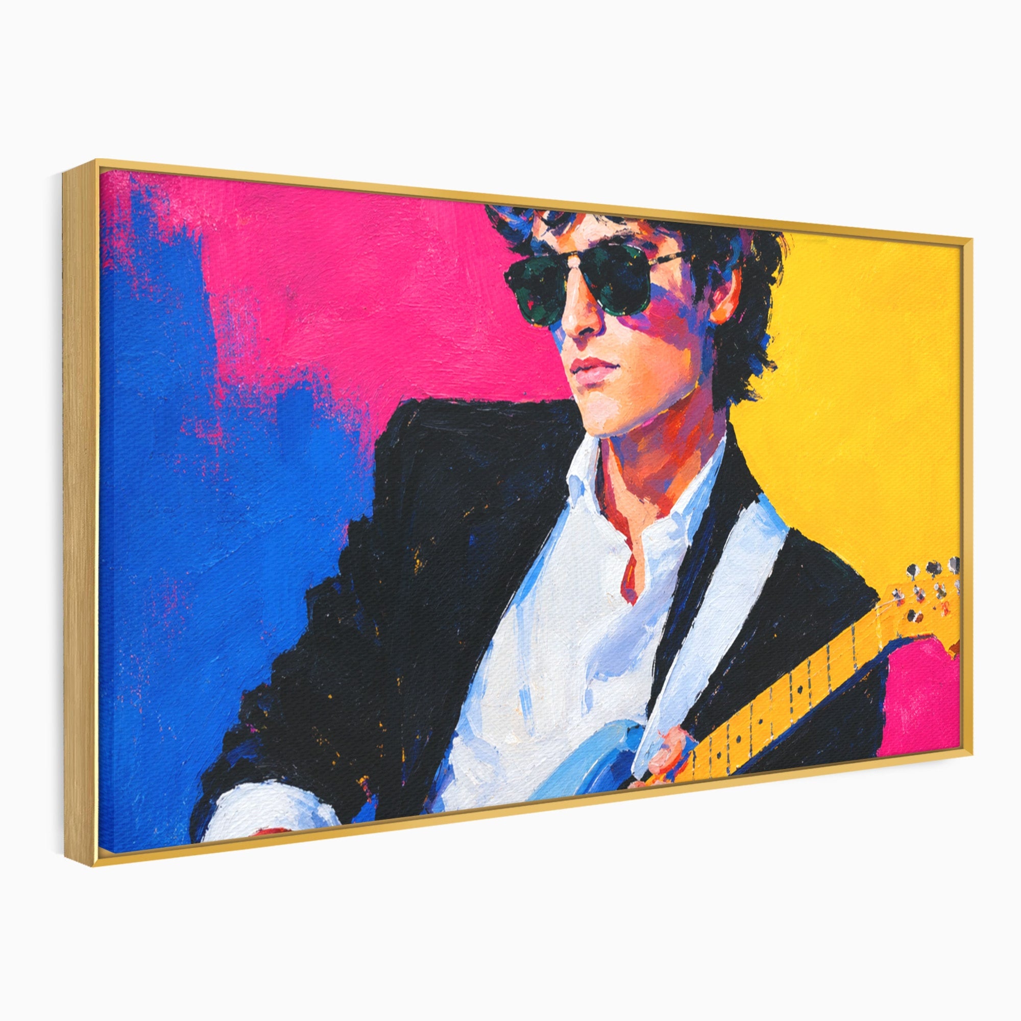 Tablou Canvas Premium LuxCanva® R1036, Chitaristul Retro, Chitarist, Retro, Portret, Muzica, Living, Culori Vibrante